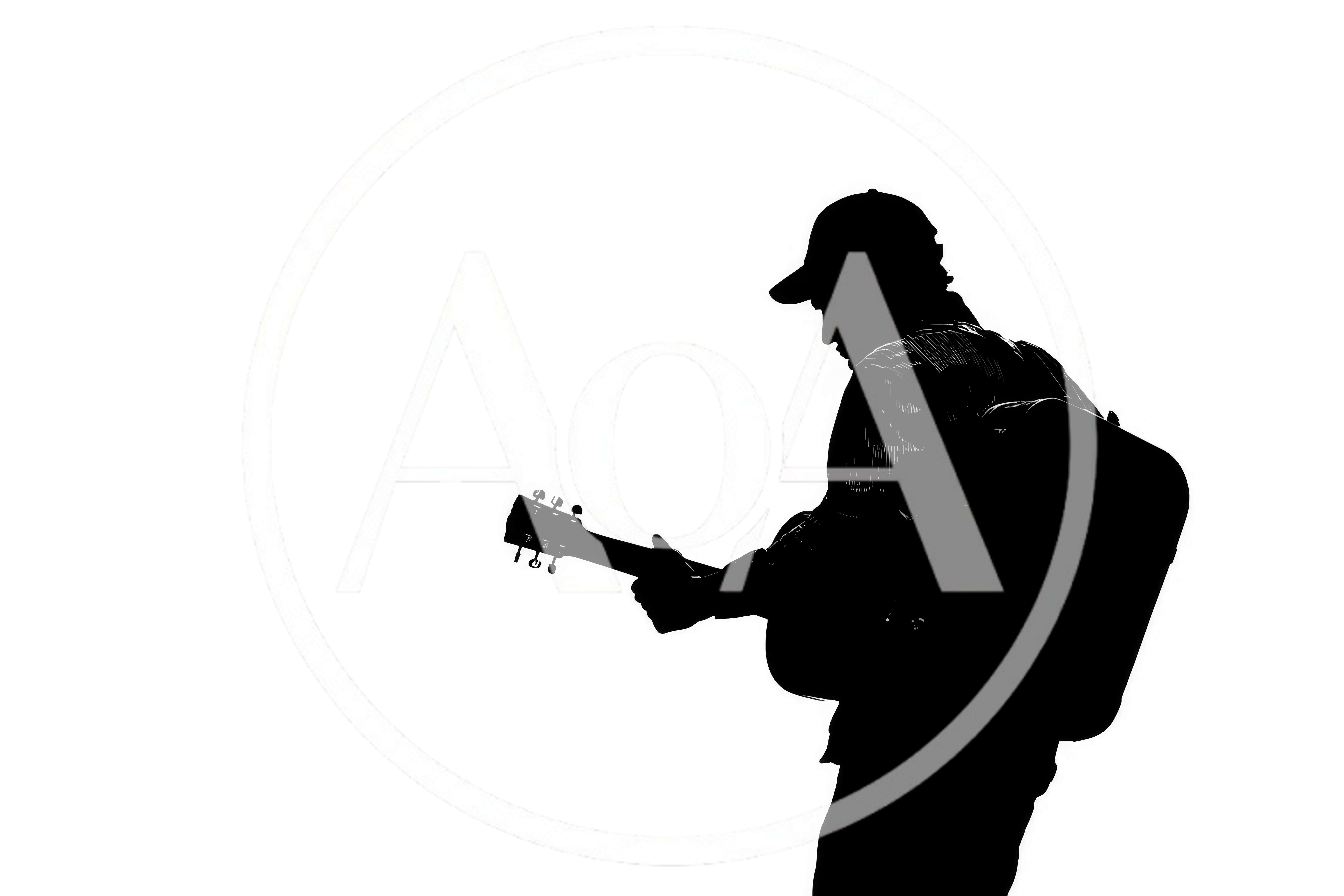 Silhouette Of A Musician Playing Acoustic Guitar