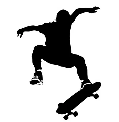 Black Silhouette Of A Skateboarder Performing An Aerial Trick
