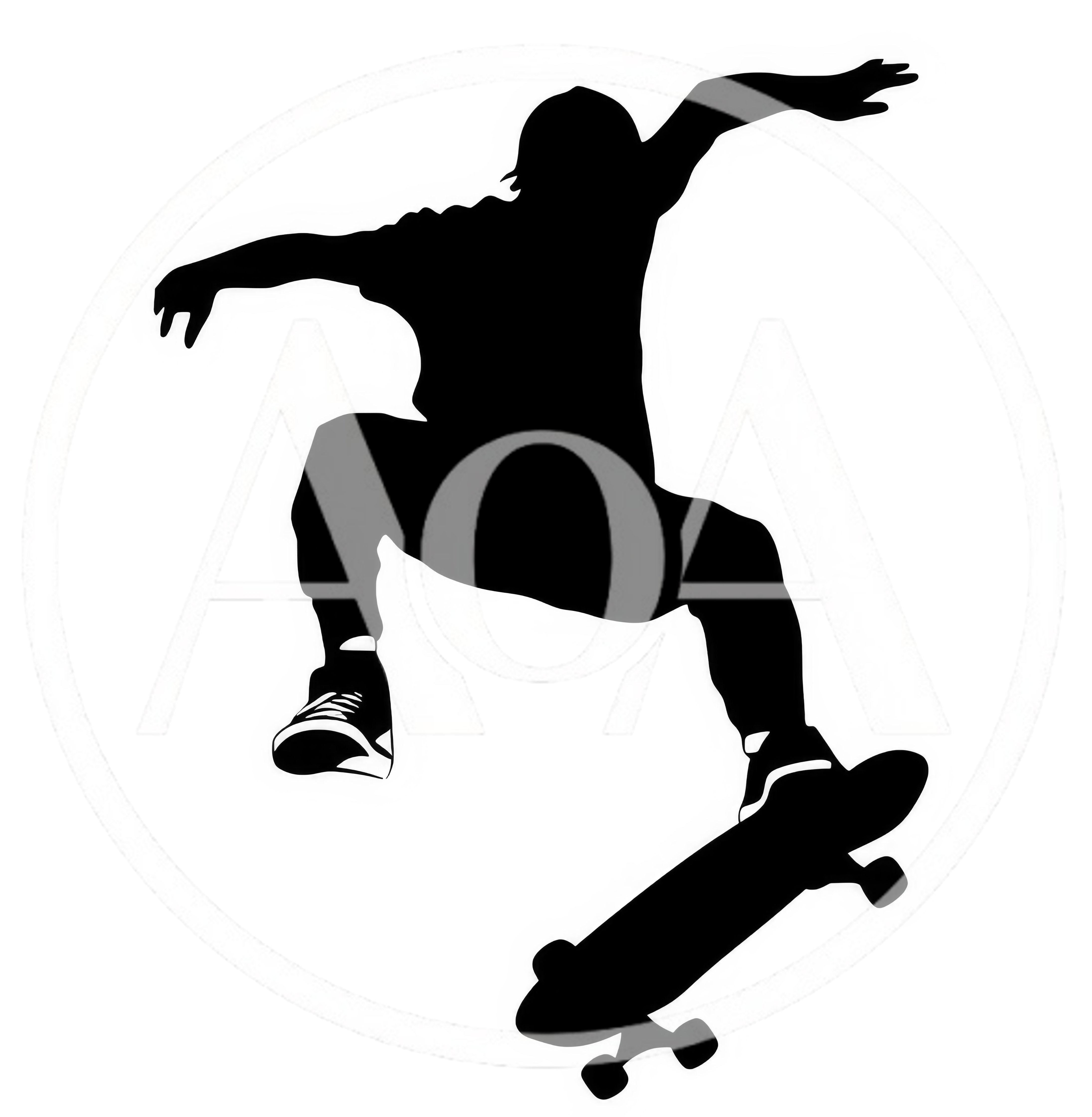 Black Silhouette Of A Skateboarder Performing An Aerial Trick