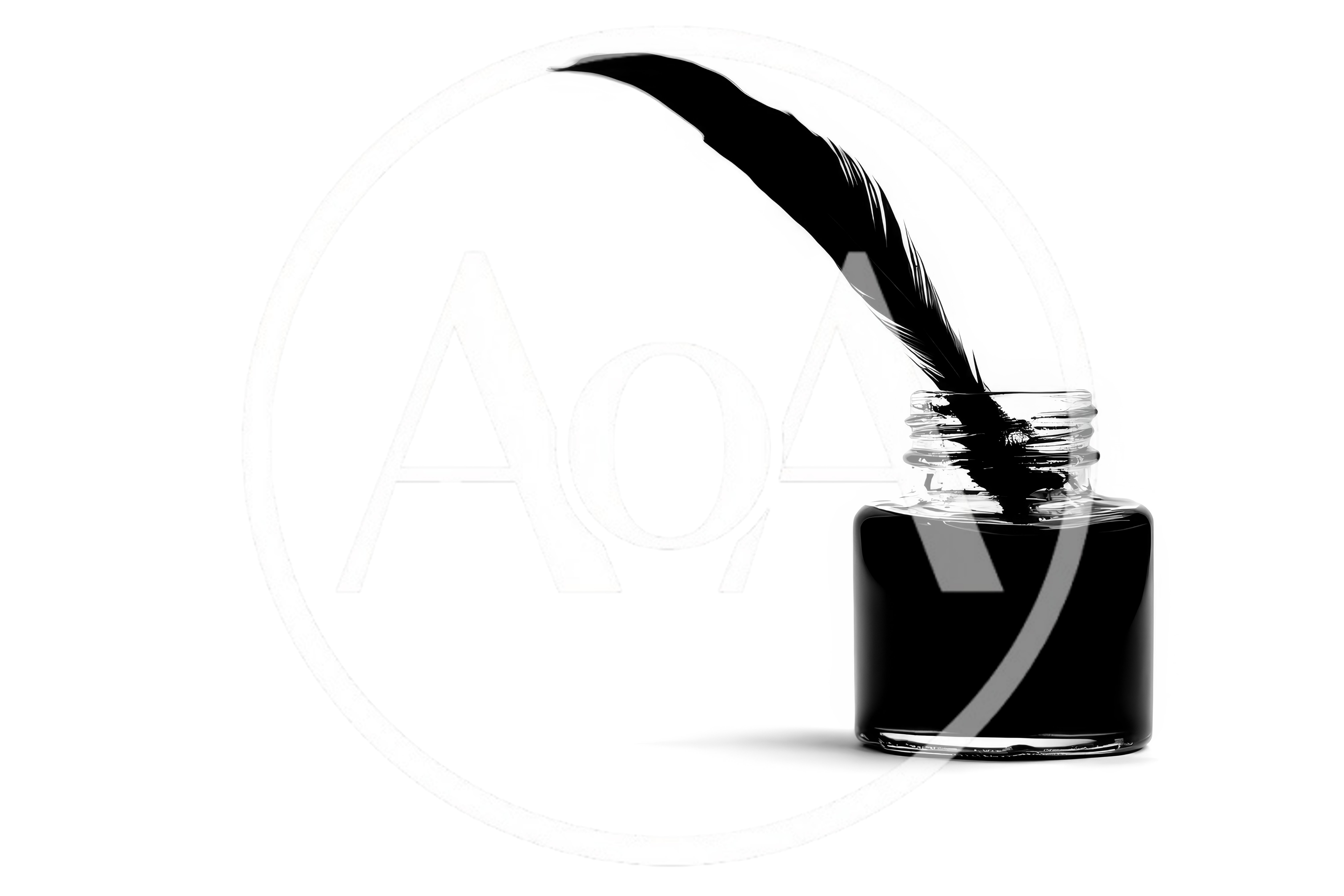 Quill Pen Resting In A Glass Inkwell