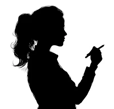 Silhouette Of A Woman Writing With A Pen
