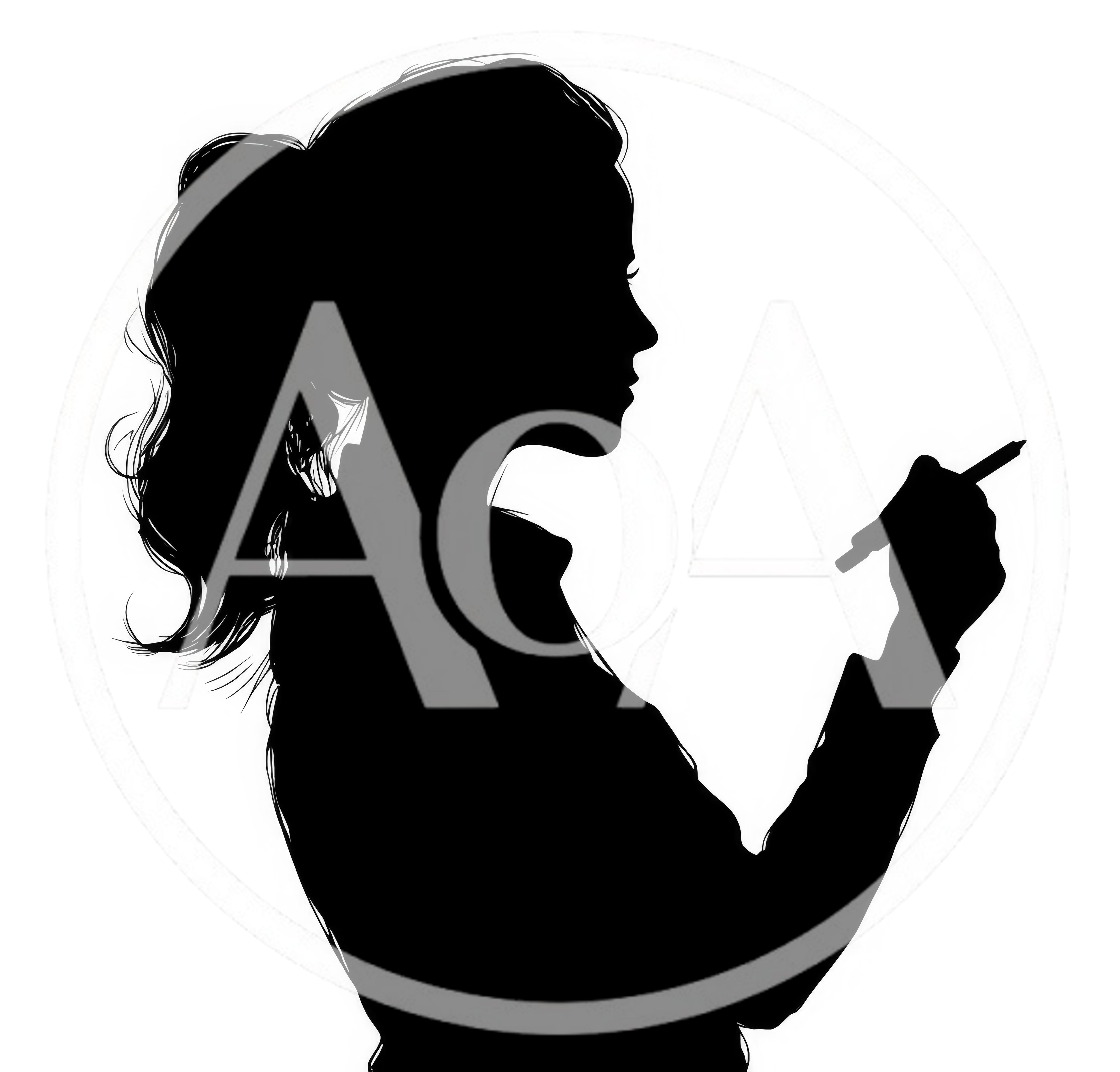 Silhouette Of A Woman Writing With A Pen