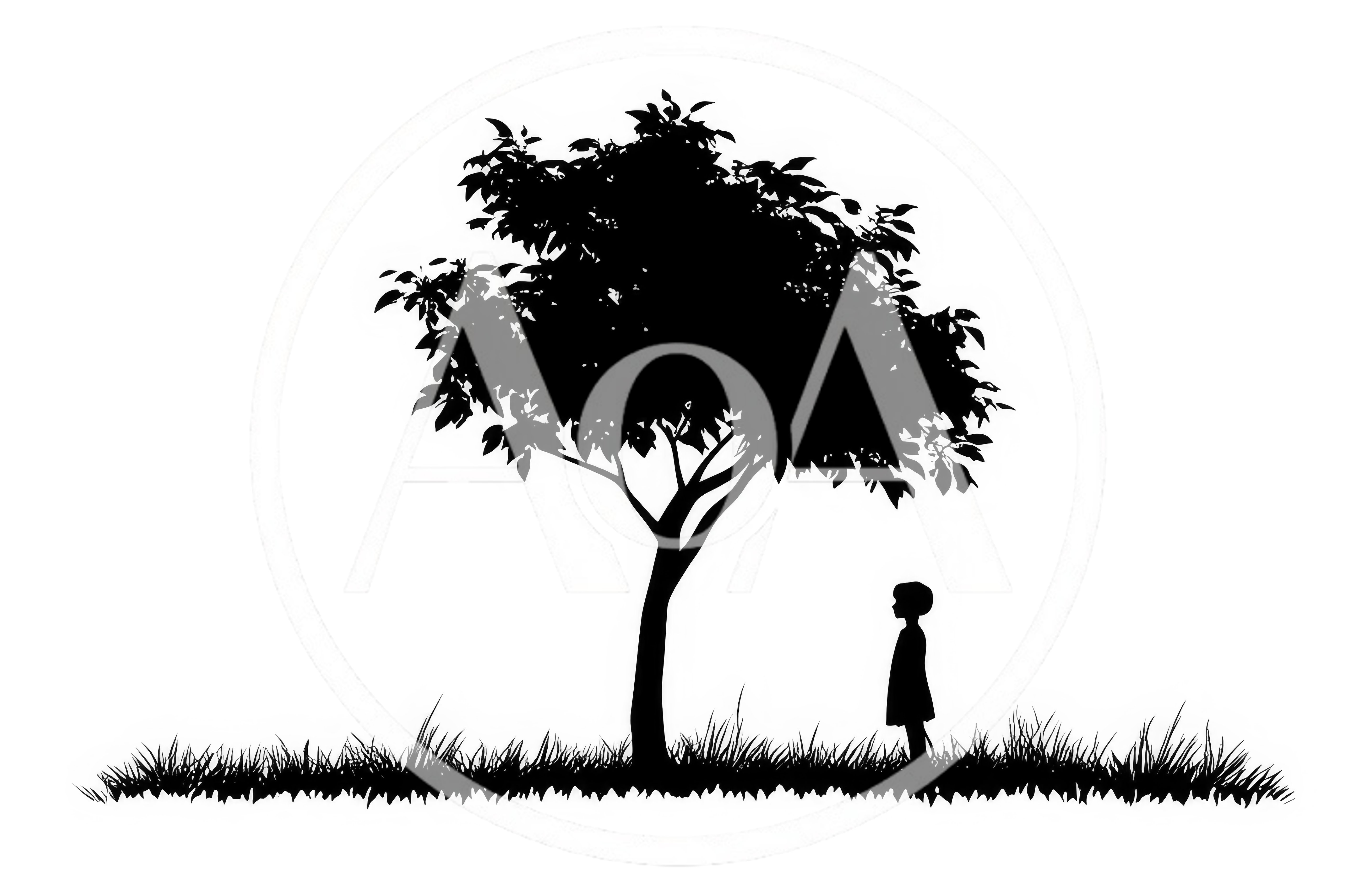 Silhouette Of A Child Standing Under A Tree