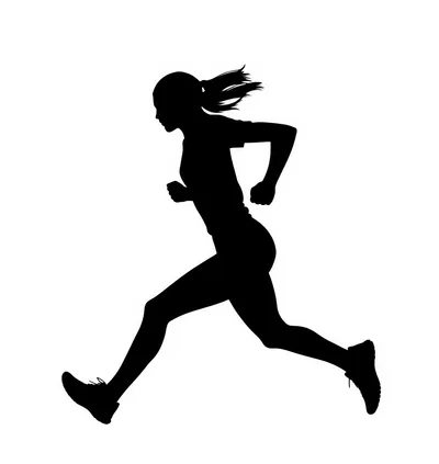 Silhouette Of A Female Runner In Motion