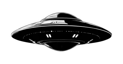 Stylized Black And White UFO Illustration