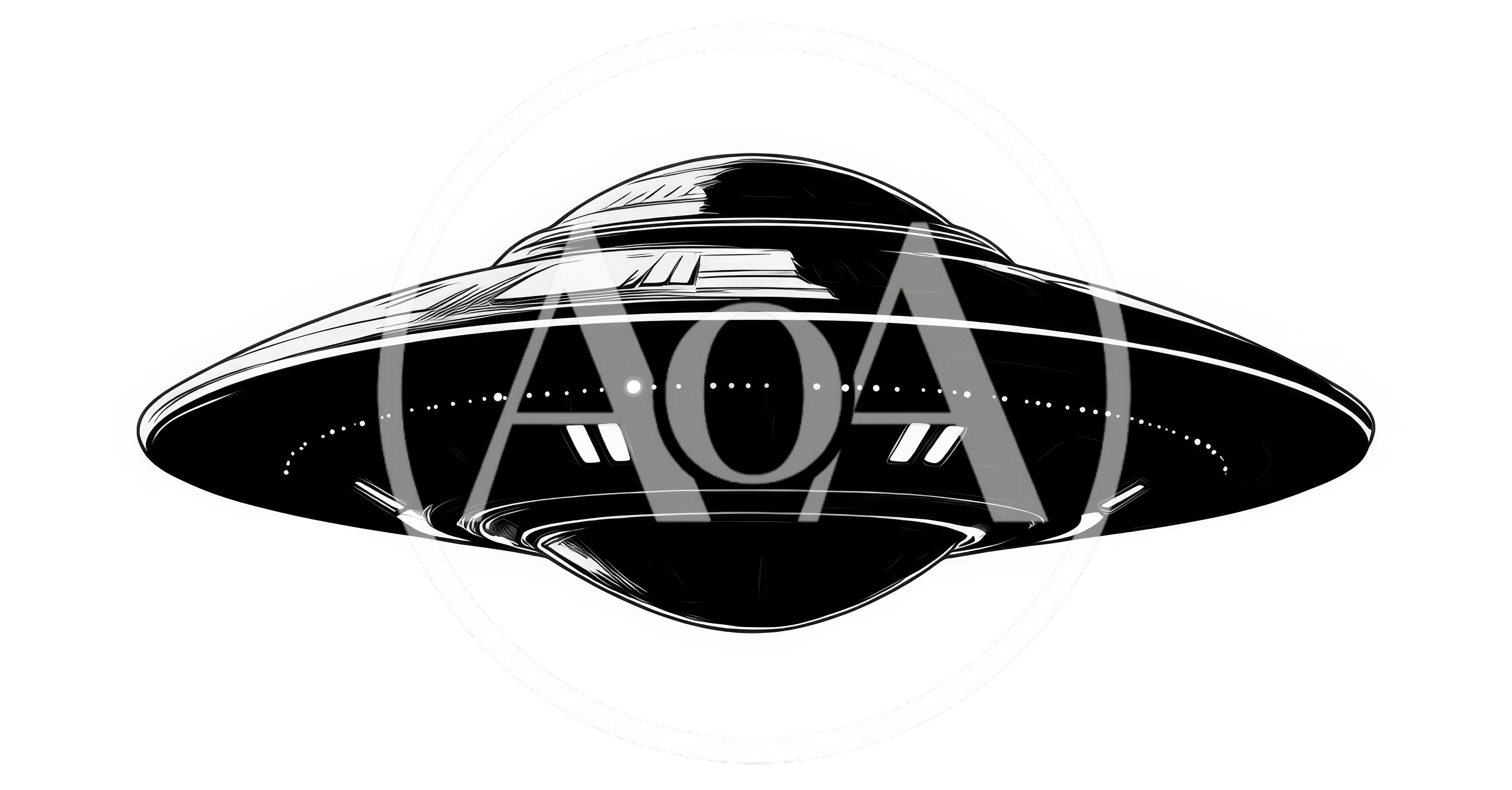 Stylized Black And White UFO Illustration