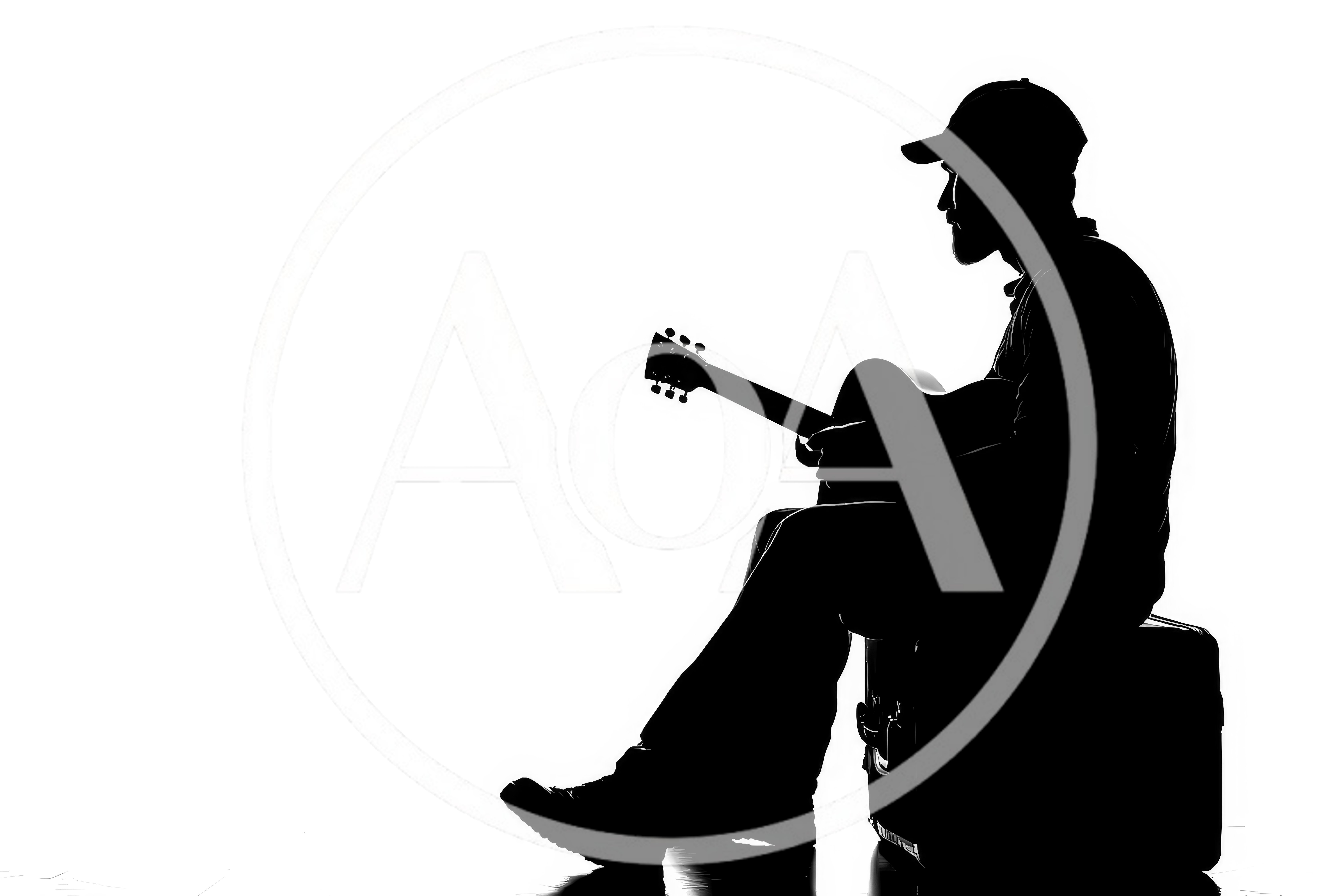 Silhouette Of A Man Playing Acoustic Guitar