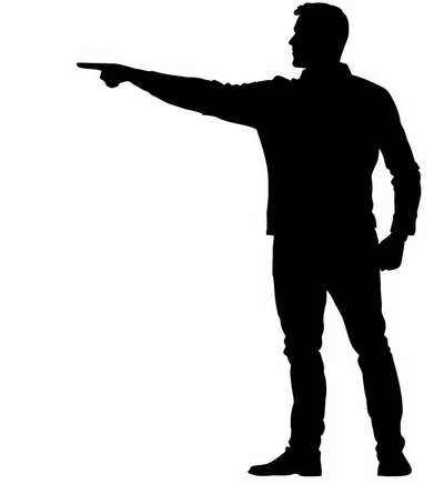 Silhouette Of A Man Pointing To The Side