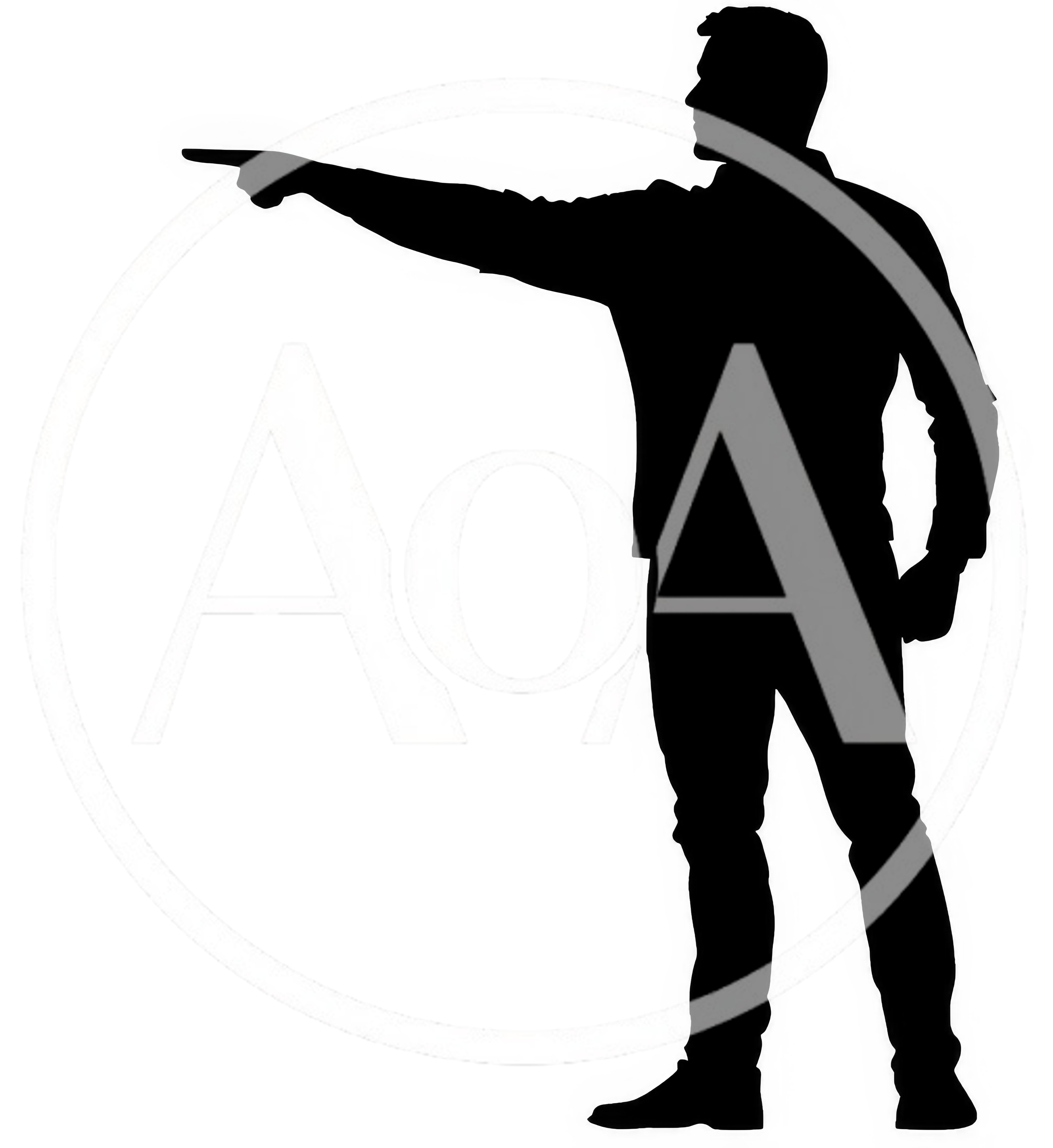 Silhouette Of A Man Pointing To The Side