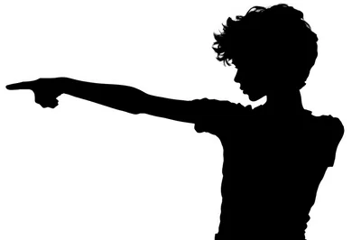 Silhouette Of A Person Pointing To The Left