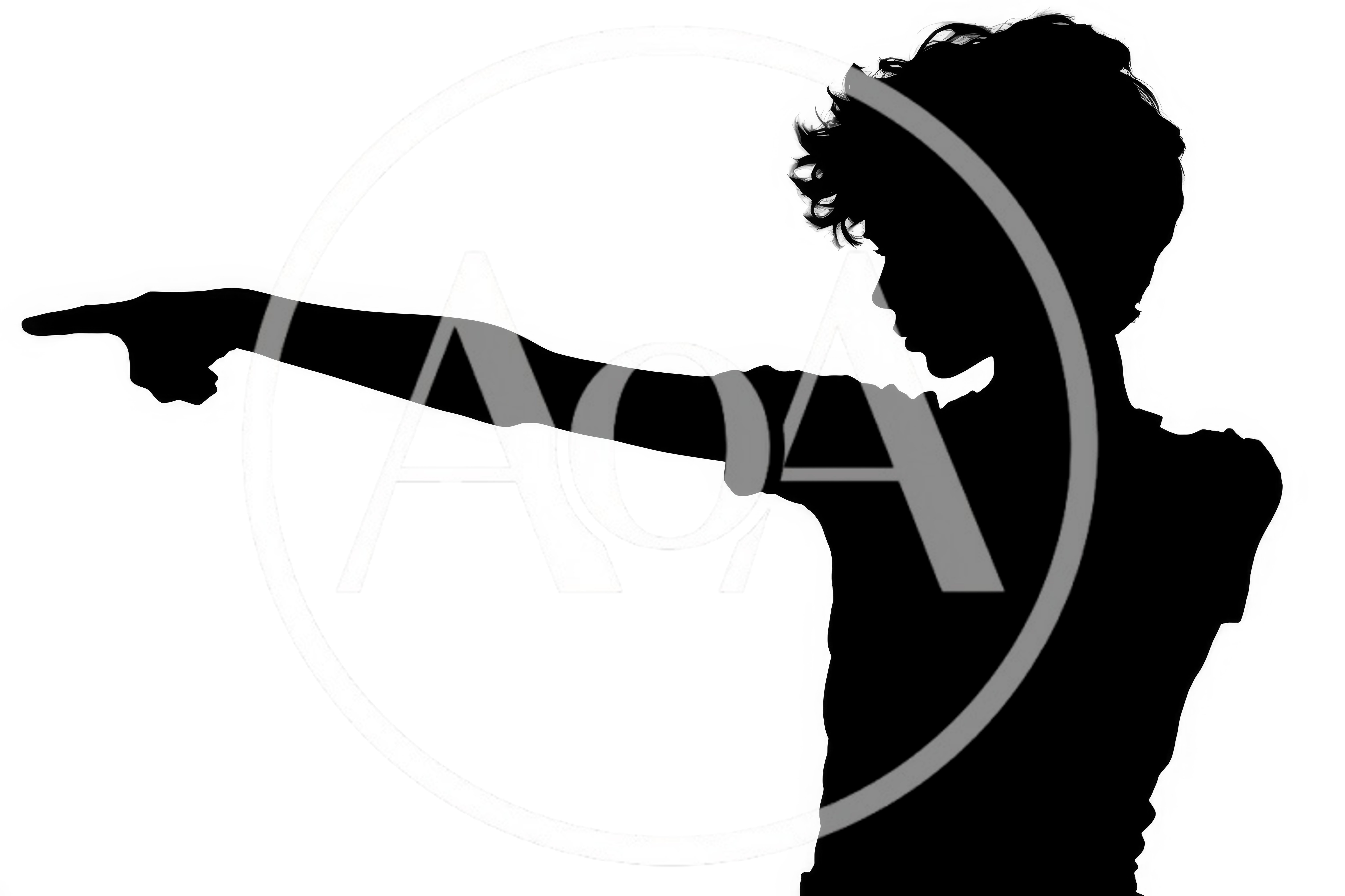 Silhouette Of A Person Pointing To The Left