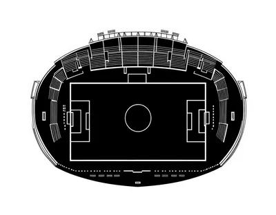 Top Down View Of A Soccer Stadium Blueprint