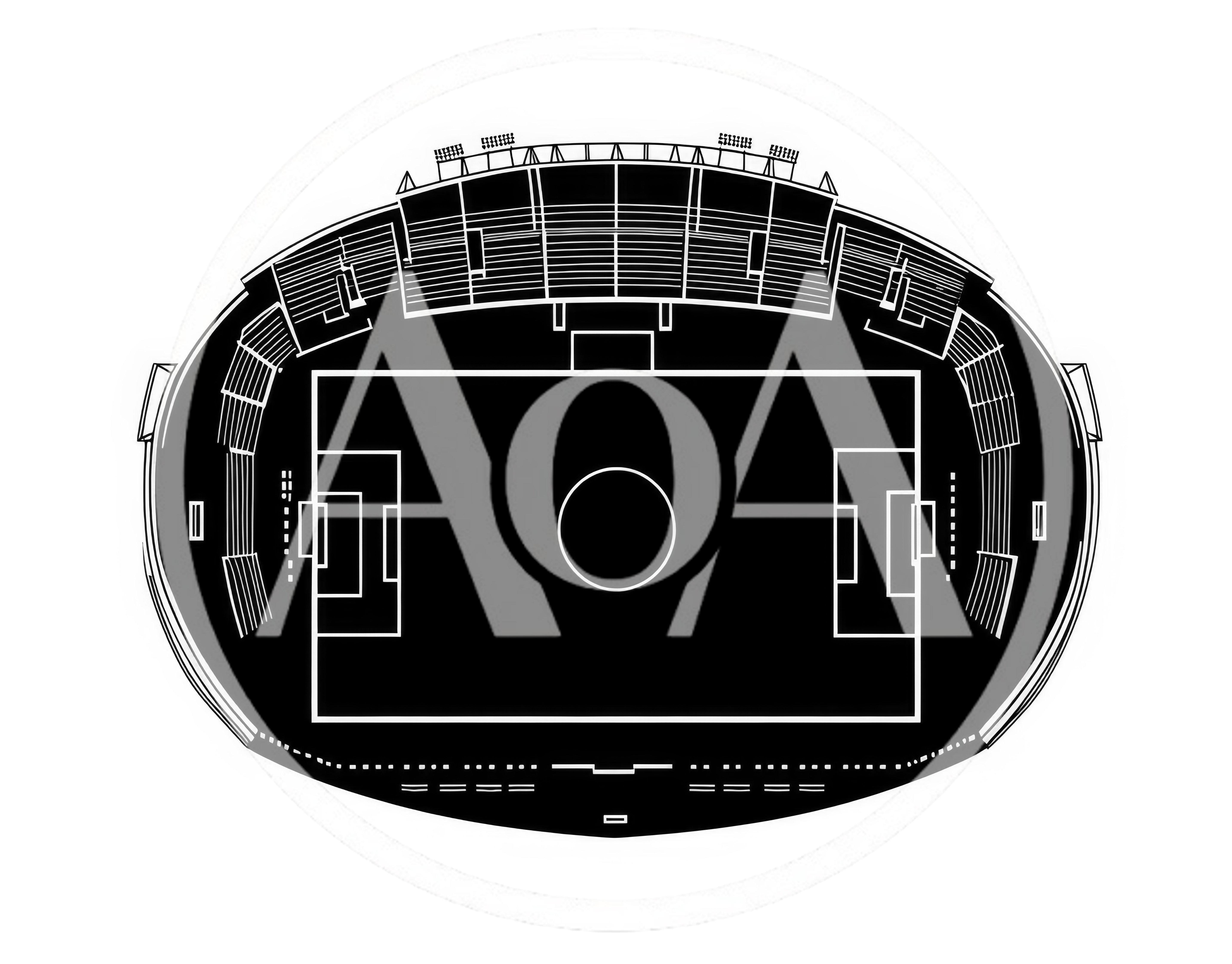Top Down View Of A Soccer Stadium Blueprint