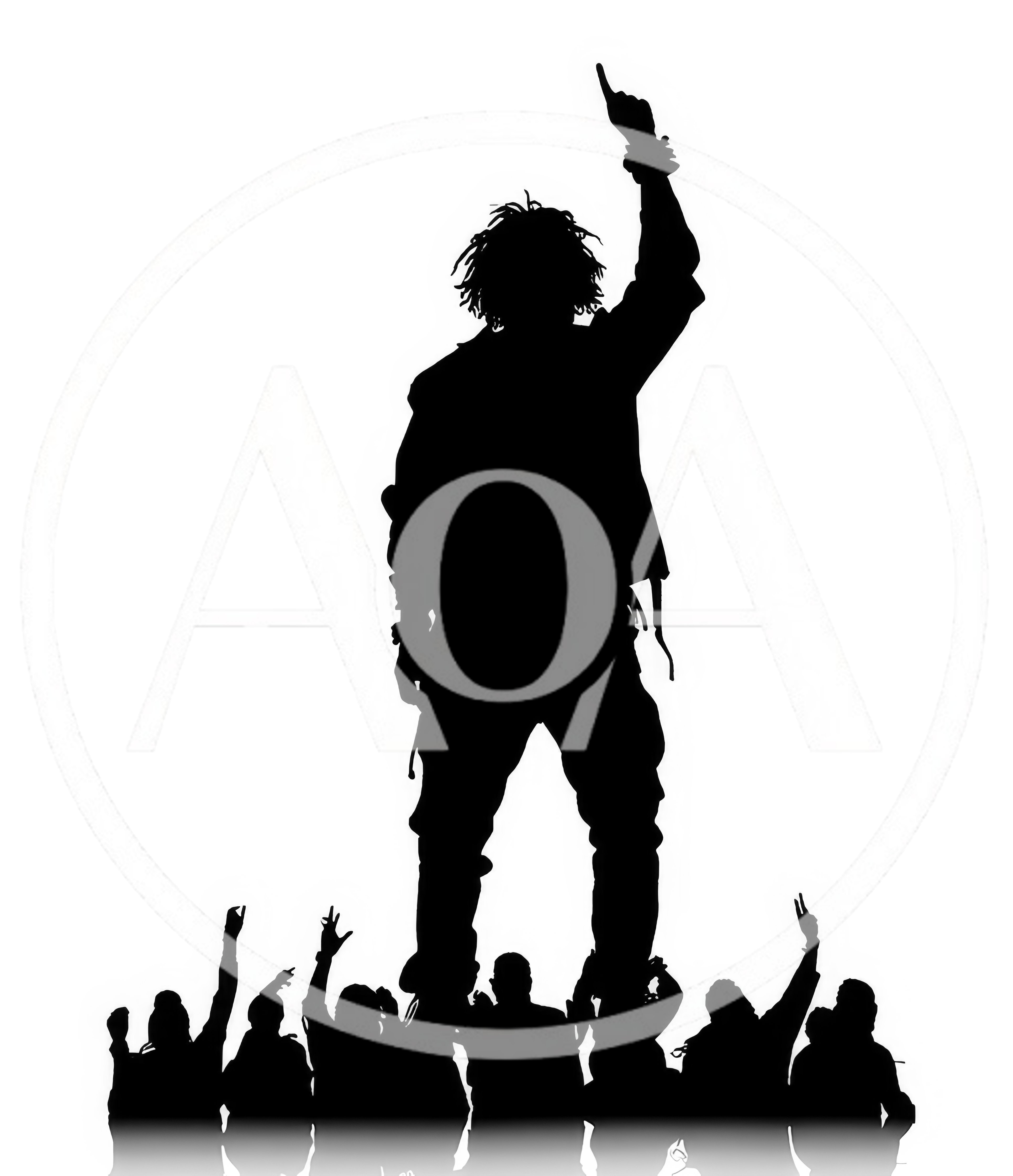 Silhouette Of A Performer Standing Above A Crowd
