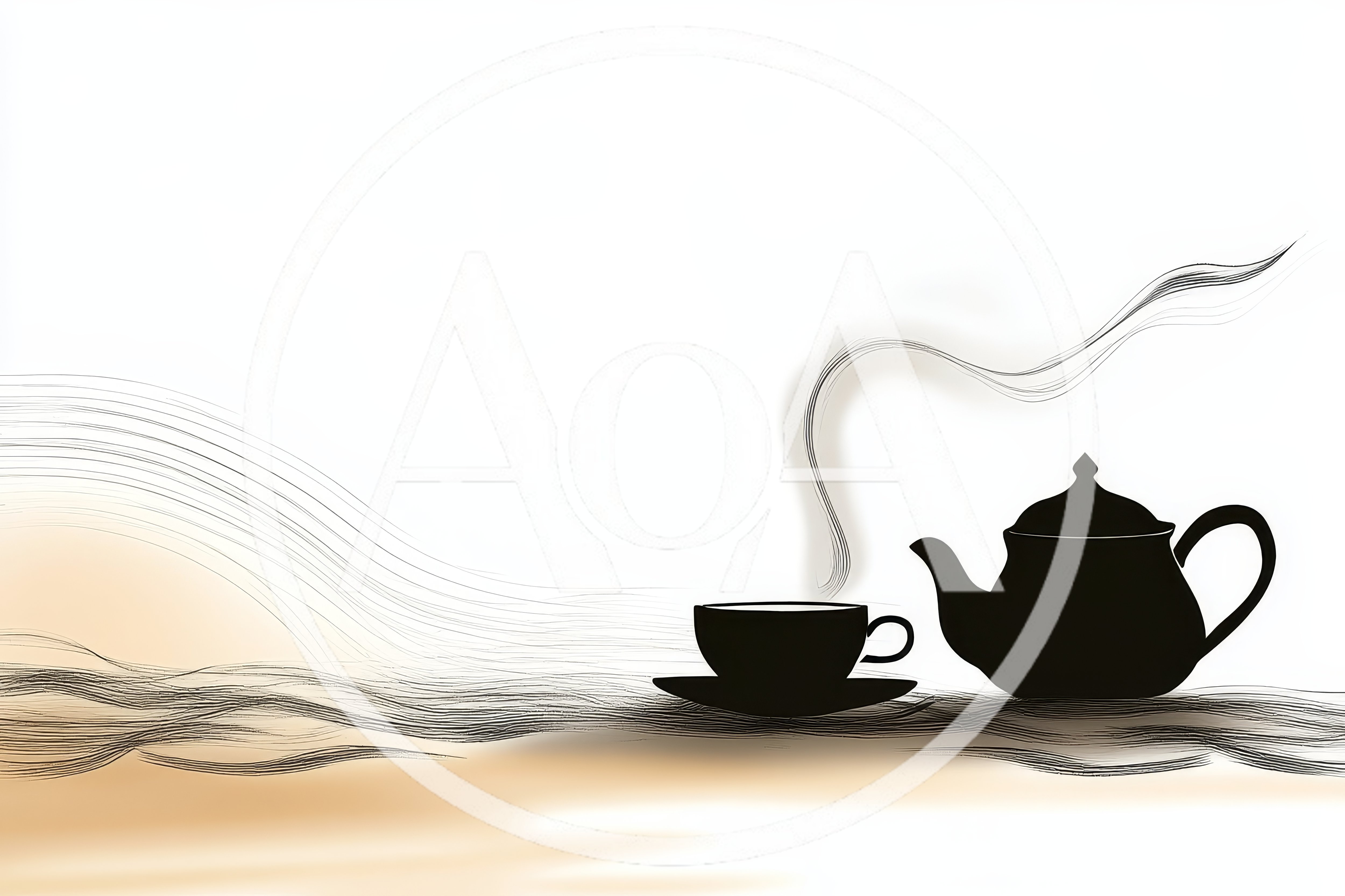 Minimalist Silhouette Of A Teapot And Cup