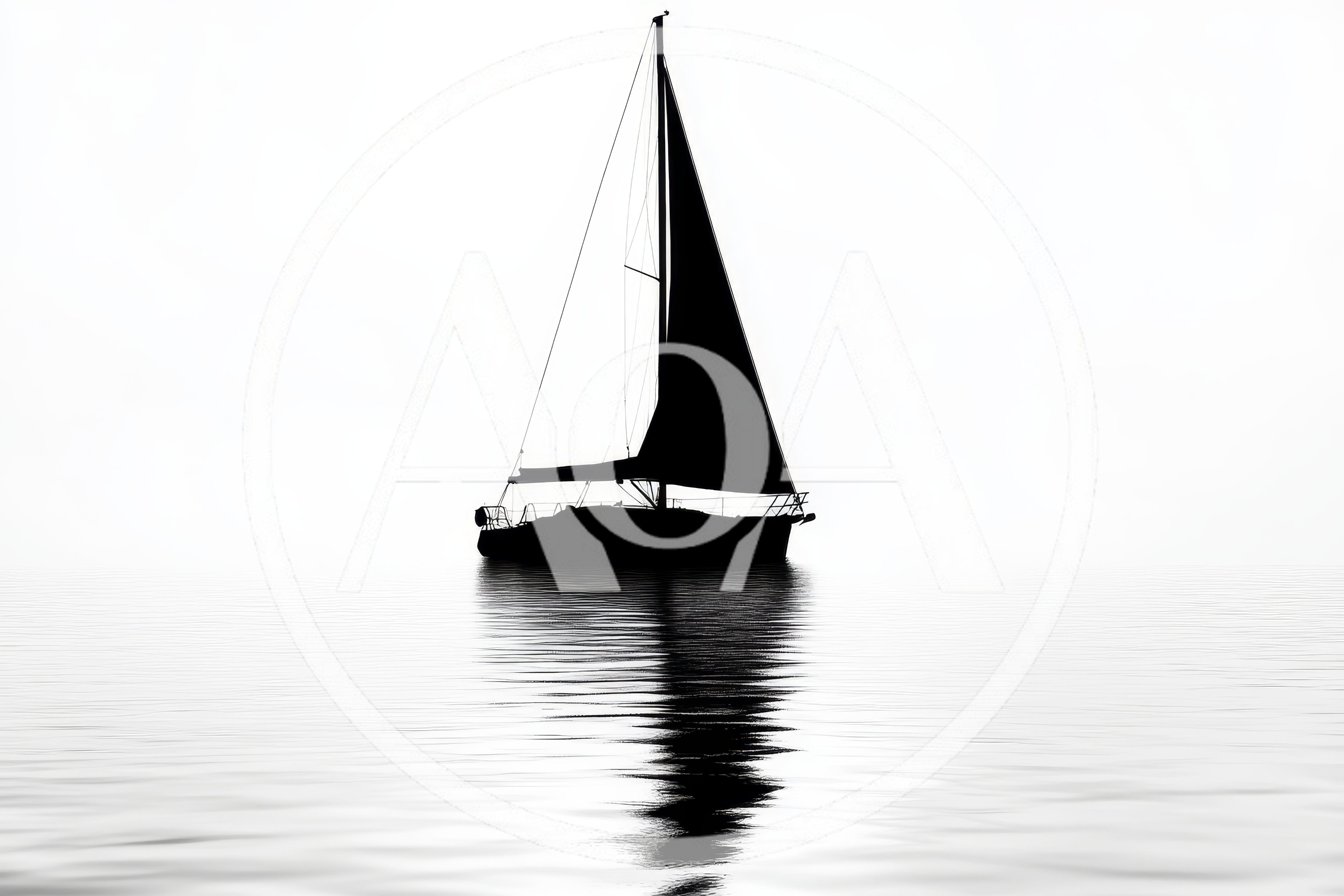 Silhouette Of A Sailboat On Calm Water
