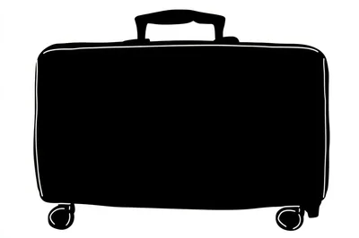 Black Silhouette Of A Rolling Travel Suitcase