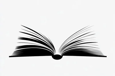 Minimalist Black And White Open Book Illustration