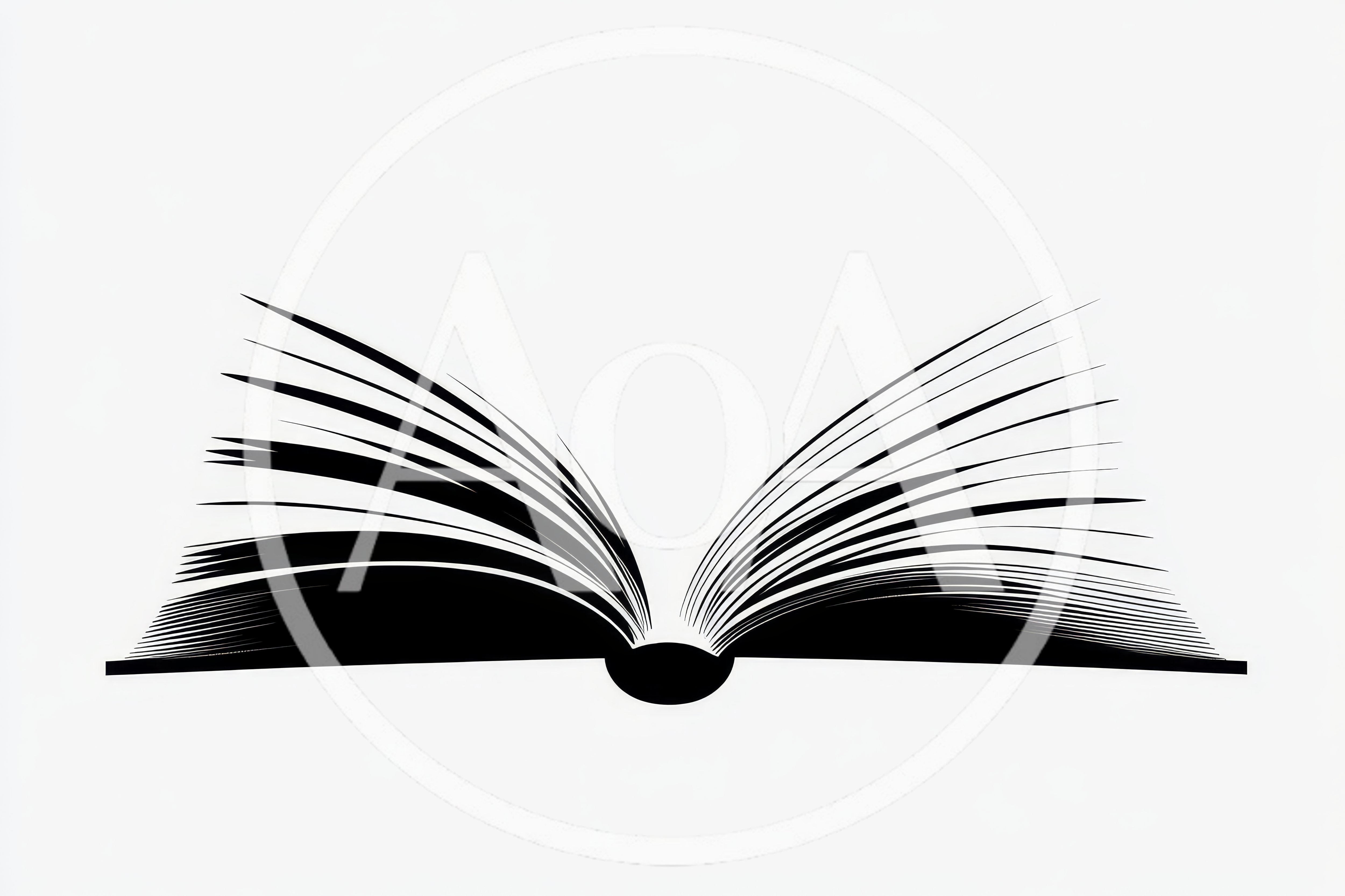 Minimalist Black And White Open Book Illustration