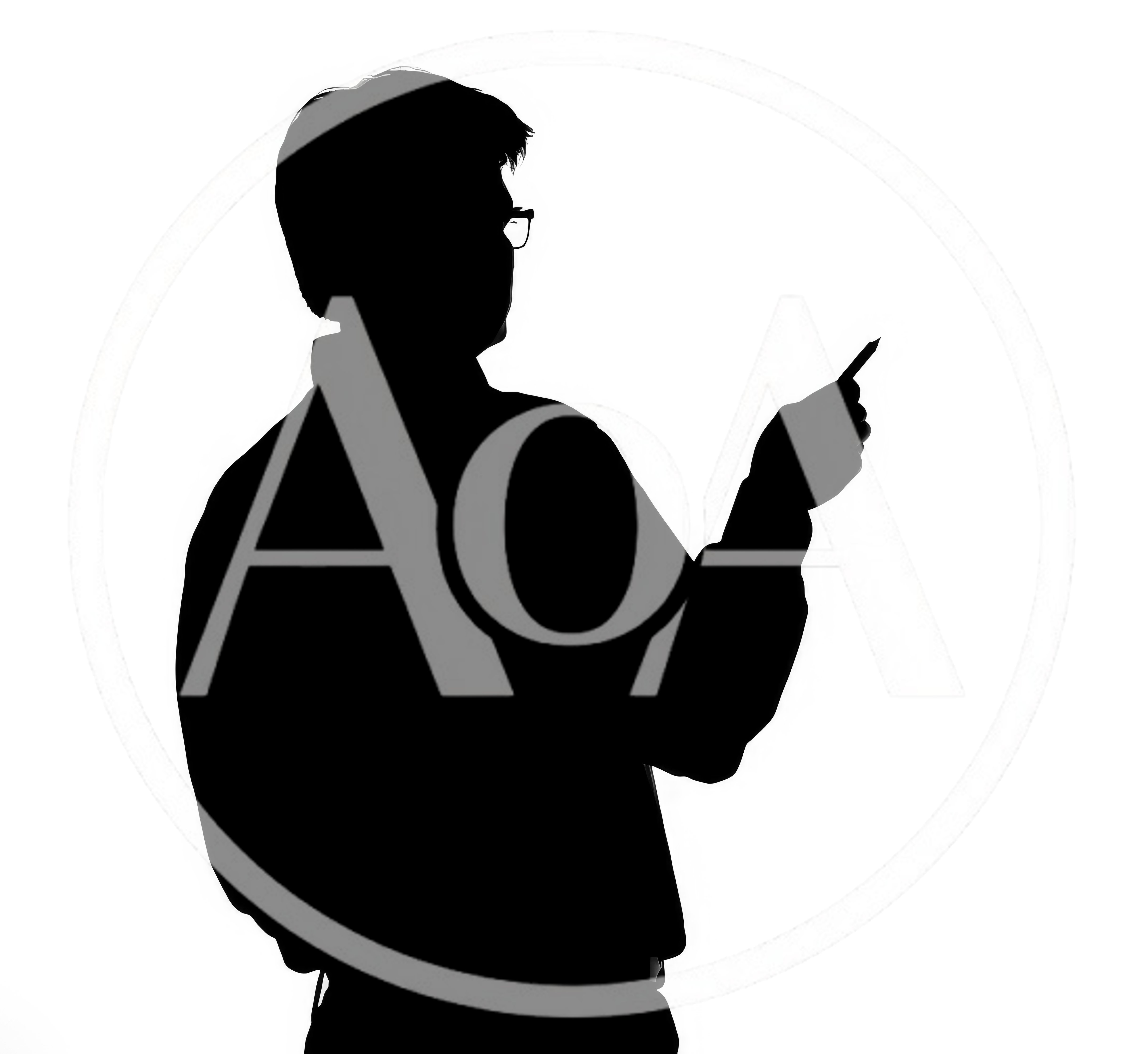 Silhouette Of A Man Holding A Pen