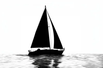Silhouette Of A Sailboat On Calm Water