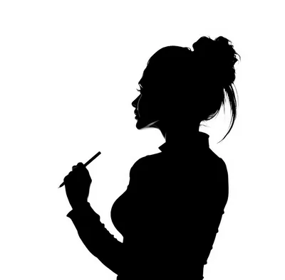 Silhouette Of A Woman Holding A Pen