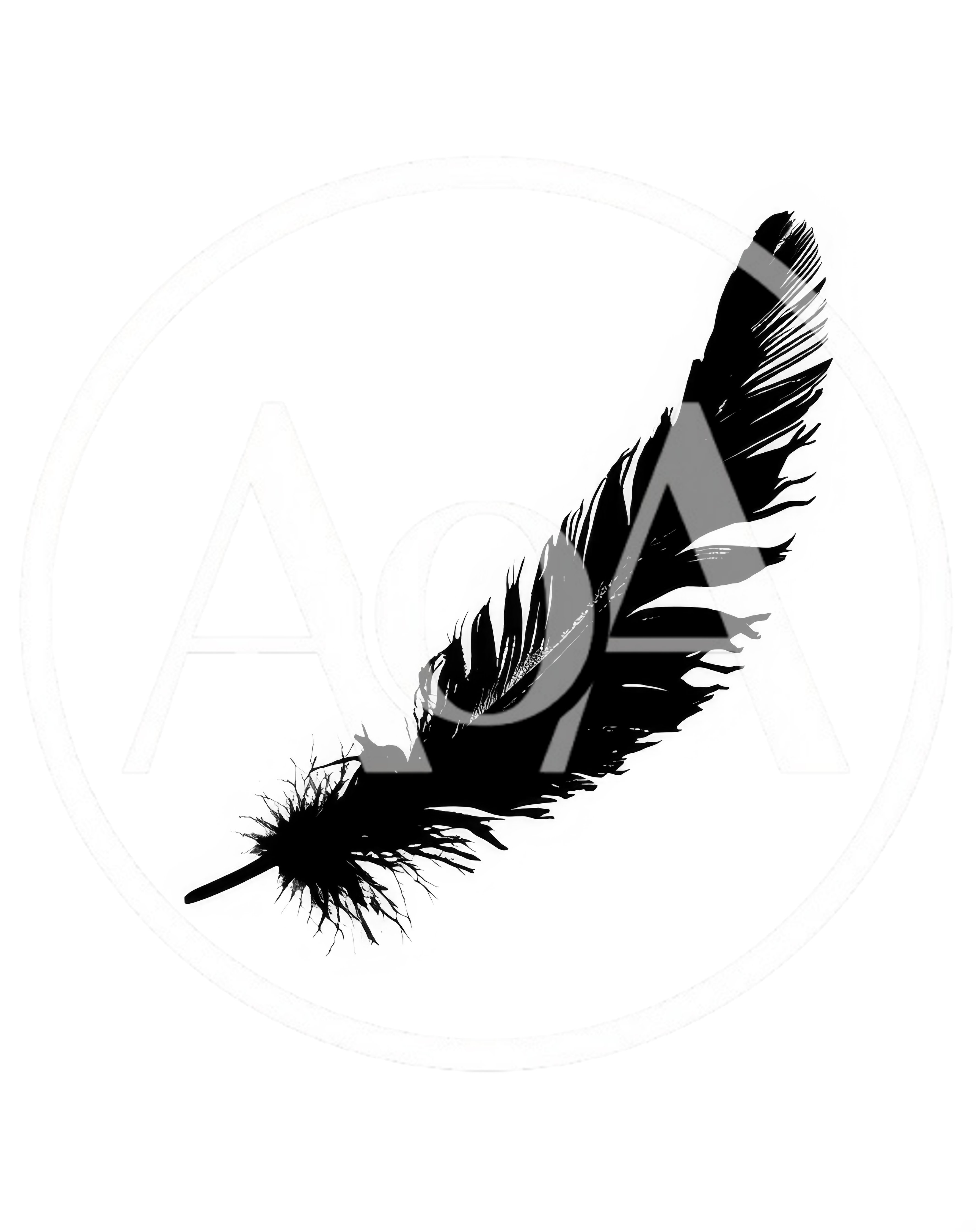 Black Feather Silhouette Isolated On White Background