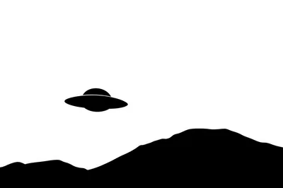Silhouette Of A UFO Flying Over Mountain Landscape