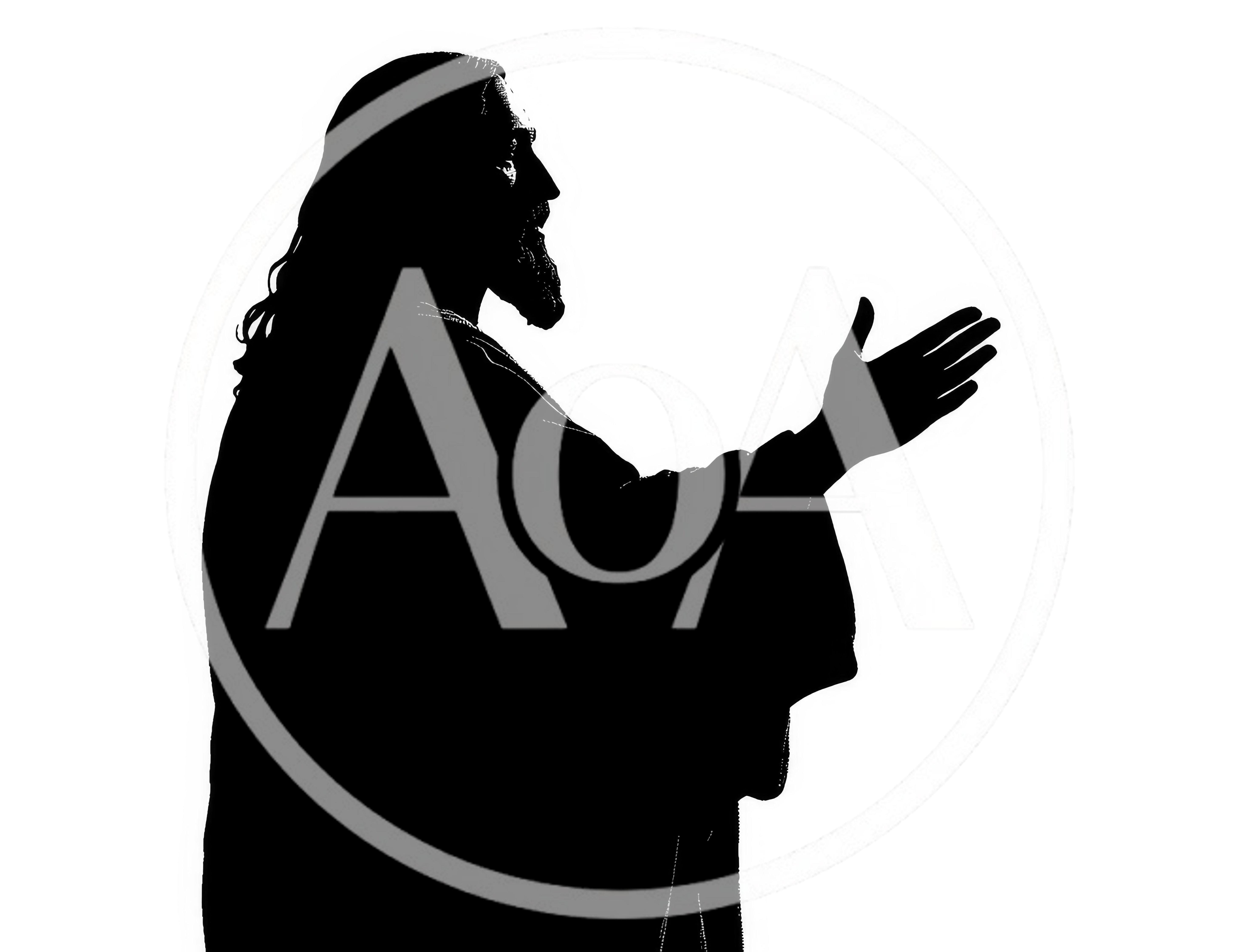 Silhouette Of Jesus Christ With Hand Raised In Blessing