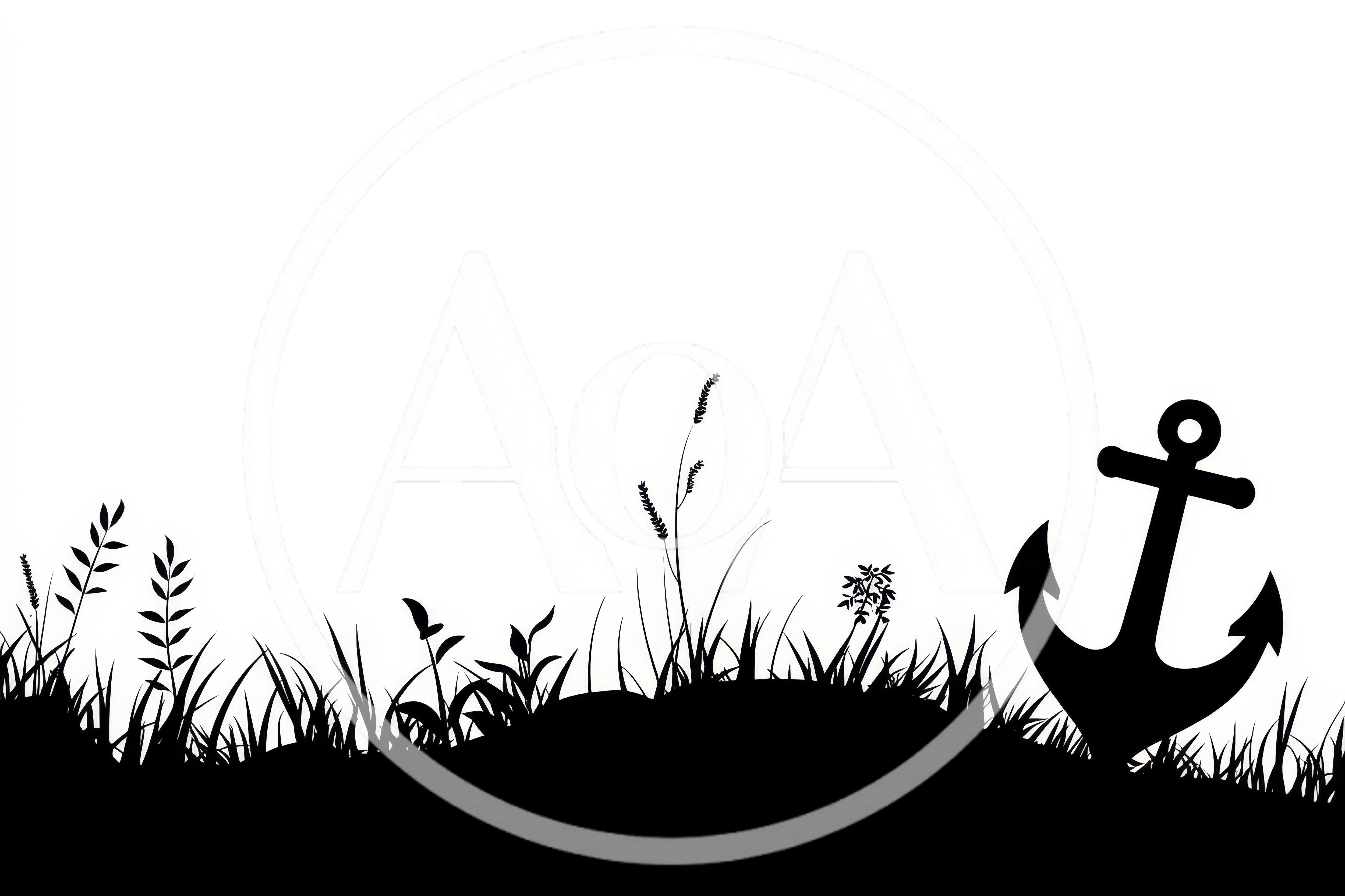 Silhouette Of An Anchor In Grassy Field