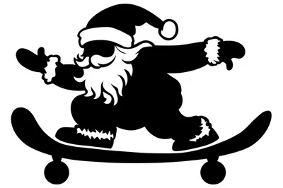 Santa Claus Riding A Skateboard Silhouette