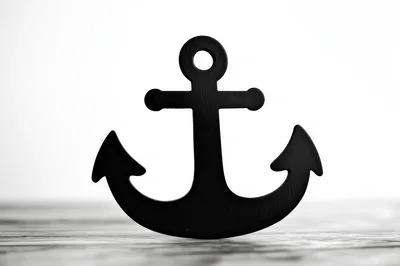 Black Wooden Anchor Decorative Object