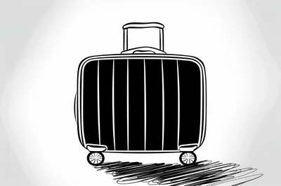 Minimalist Line Art Illustration Of A Rolling Suitcase