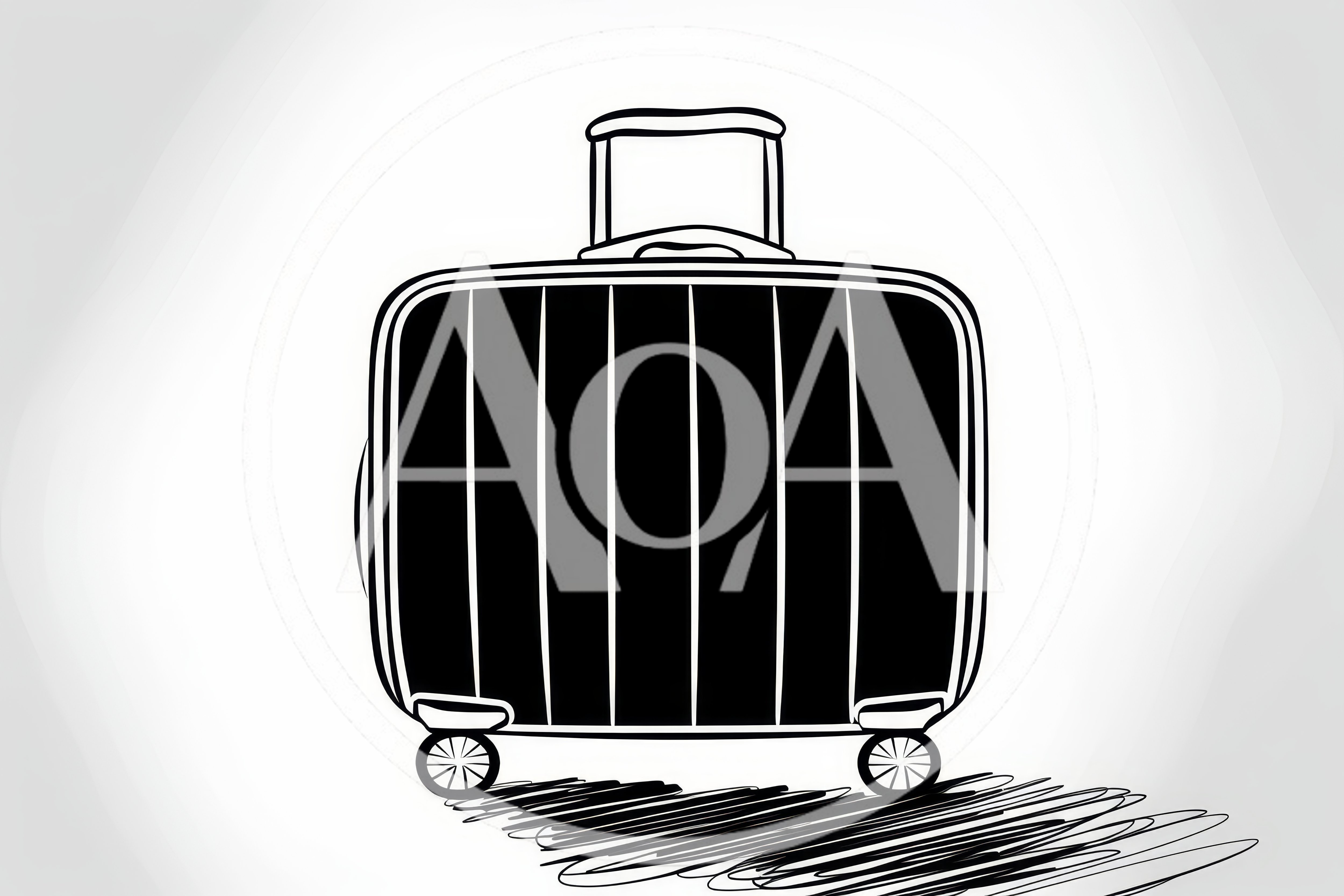 Minimalist Line Art Illustration Of A Rolling Suitcase