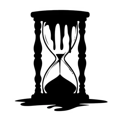 Black Silhouette Illustration Of A Melting Hourglass