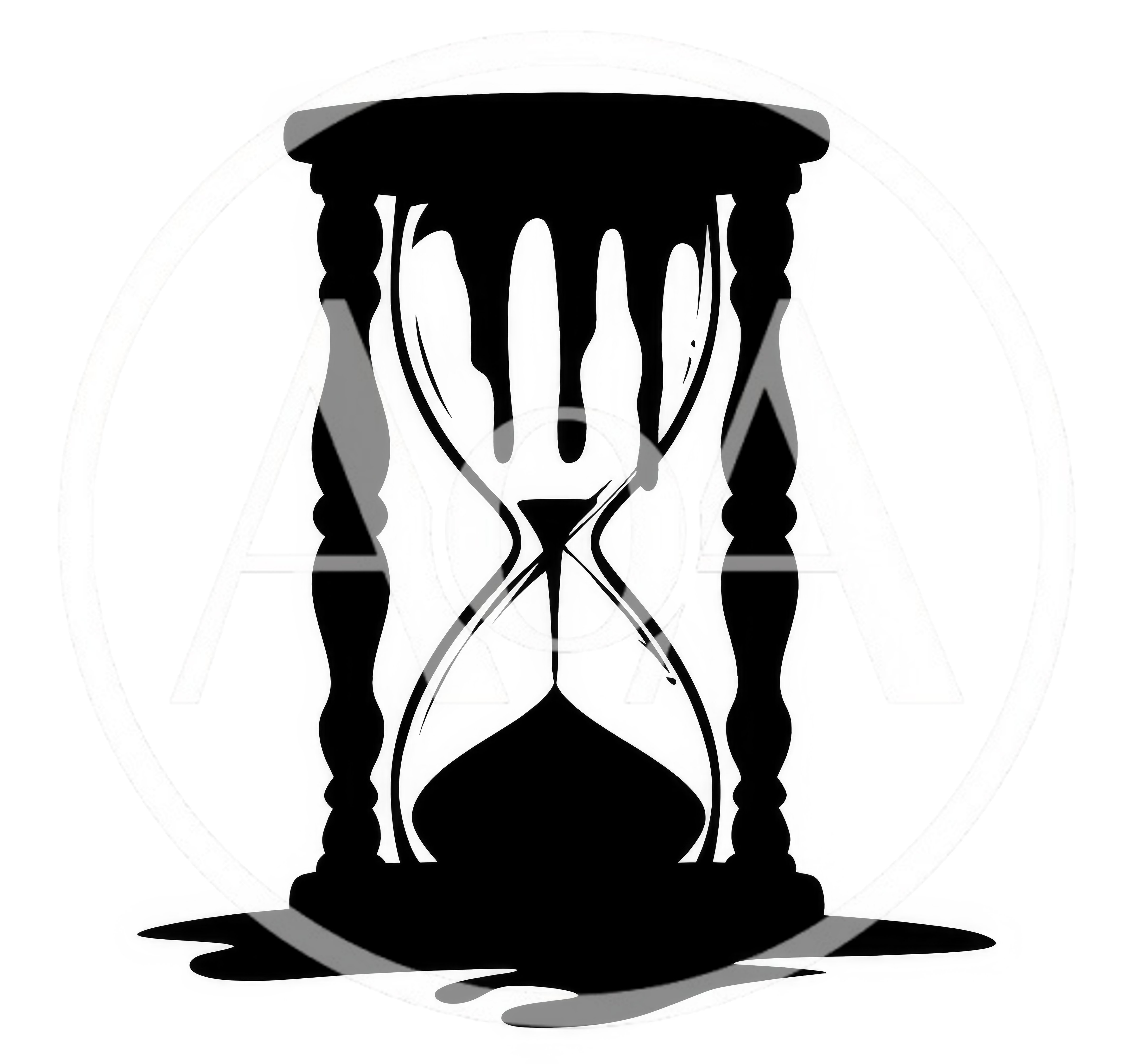 Black Silhouette Illustration Of A Melting Hourglass