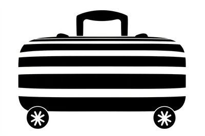 Minimalist Black And White Striped Suitcase Icon