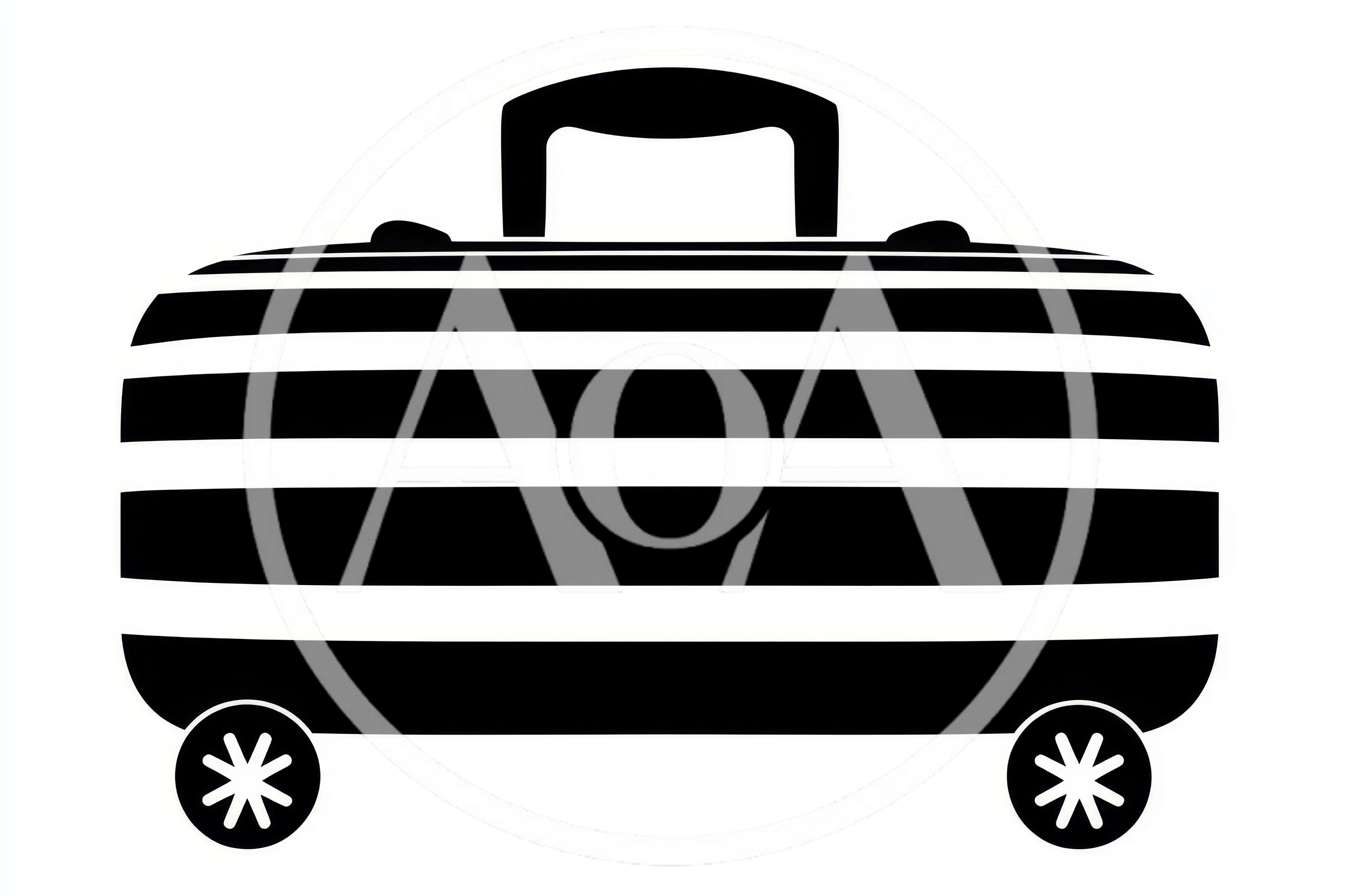Minimalist Black And White Striped Suitcase Icon
