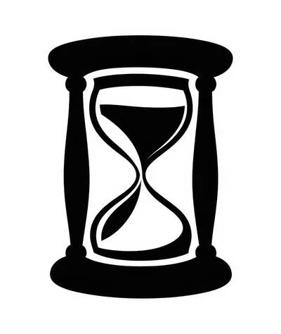Minimalist Black Hourglass Icon On White Background
