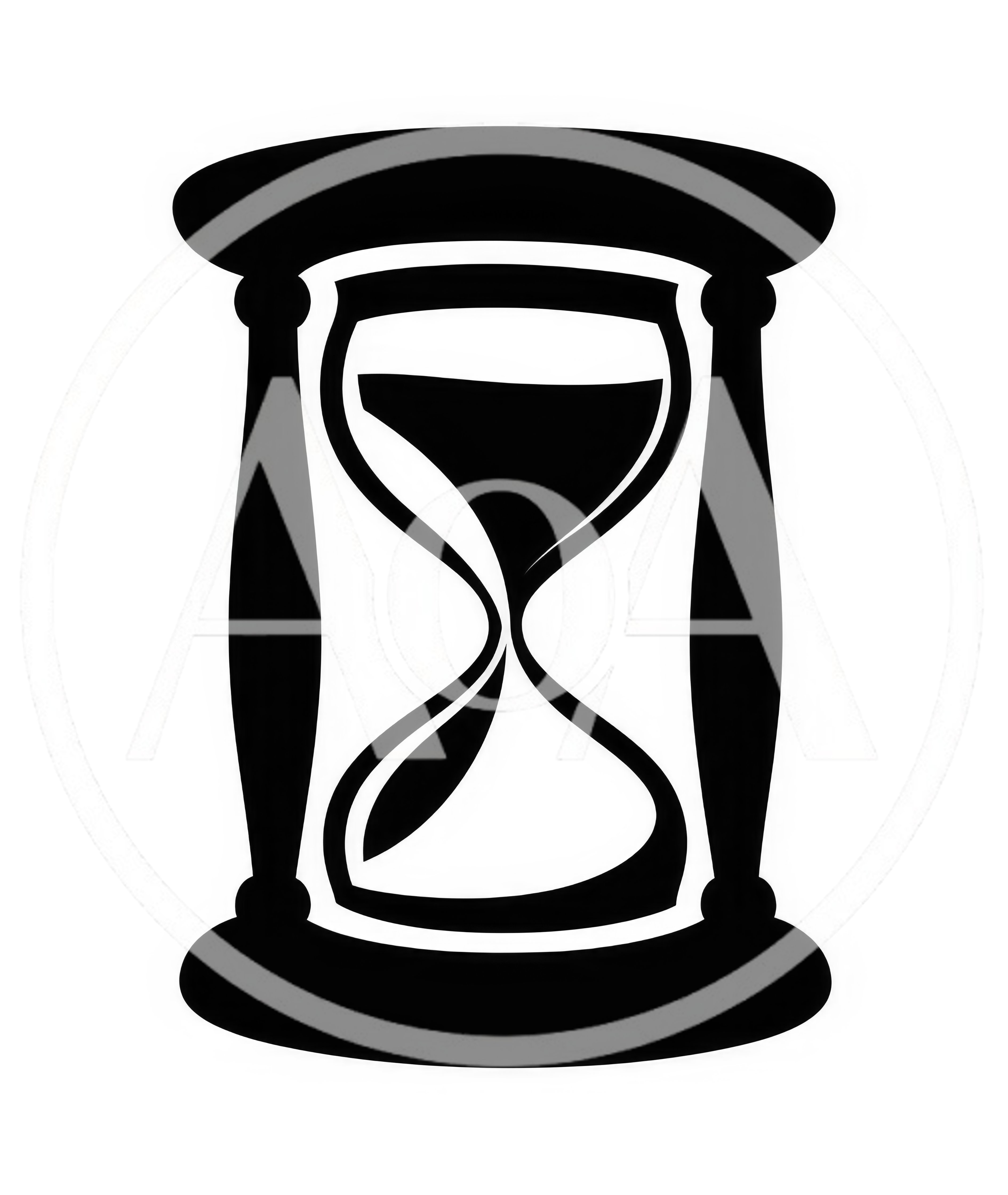 Minimalist Black Hourglass Icon On White Background