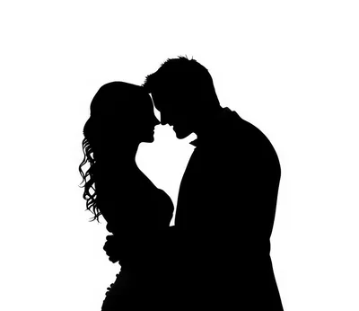Silhouette Of A Romantic Couple Embracing