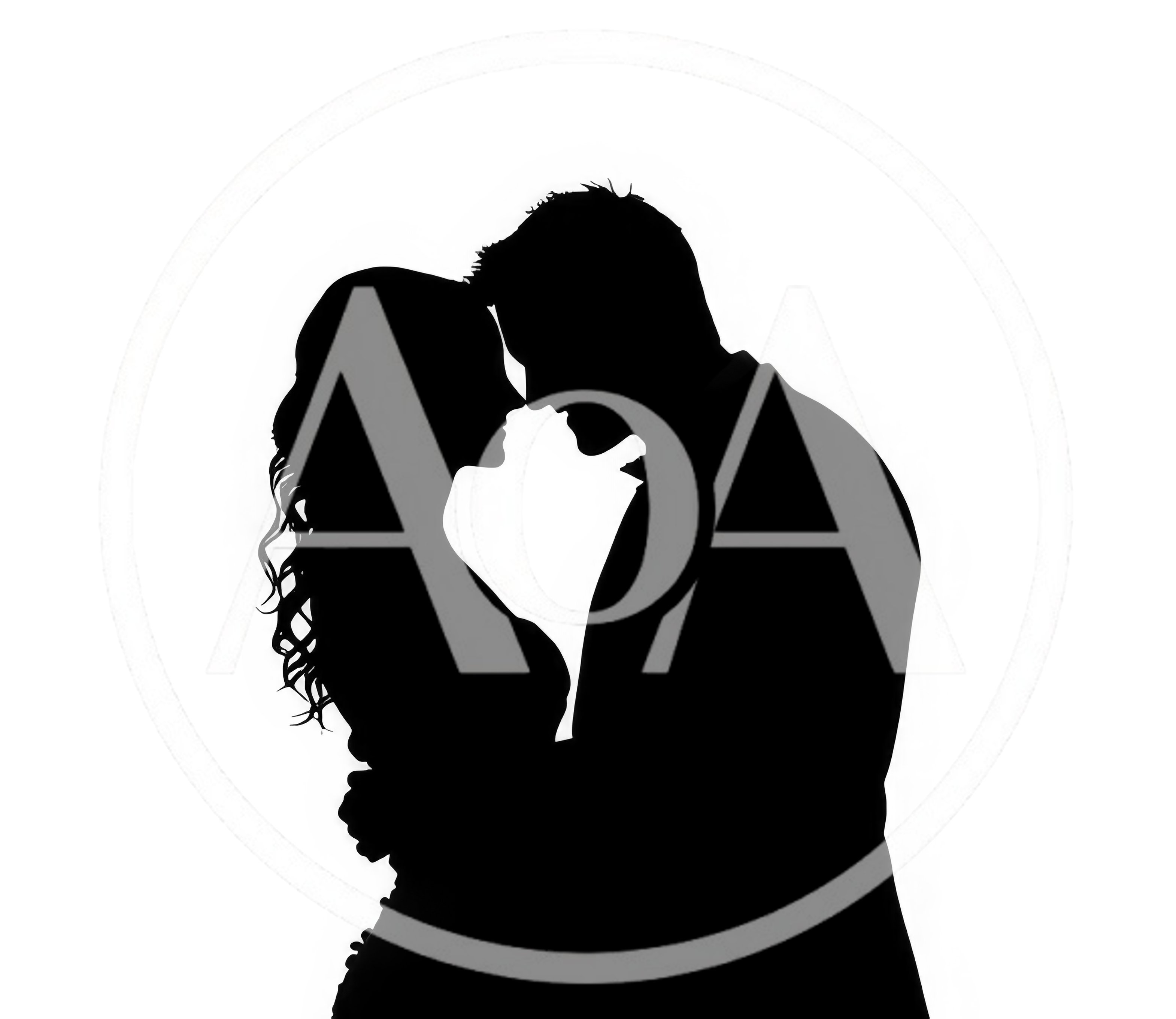 Silhouette Of A Romantic Couple Embracing