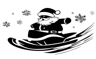 Santa Claus Snowboarding Silhouette Graphic