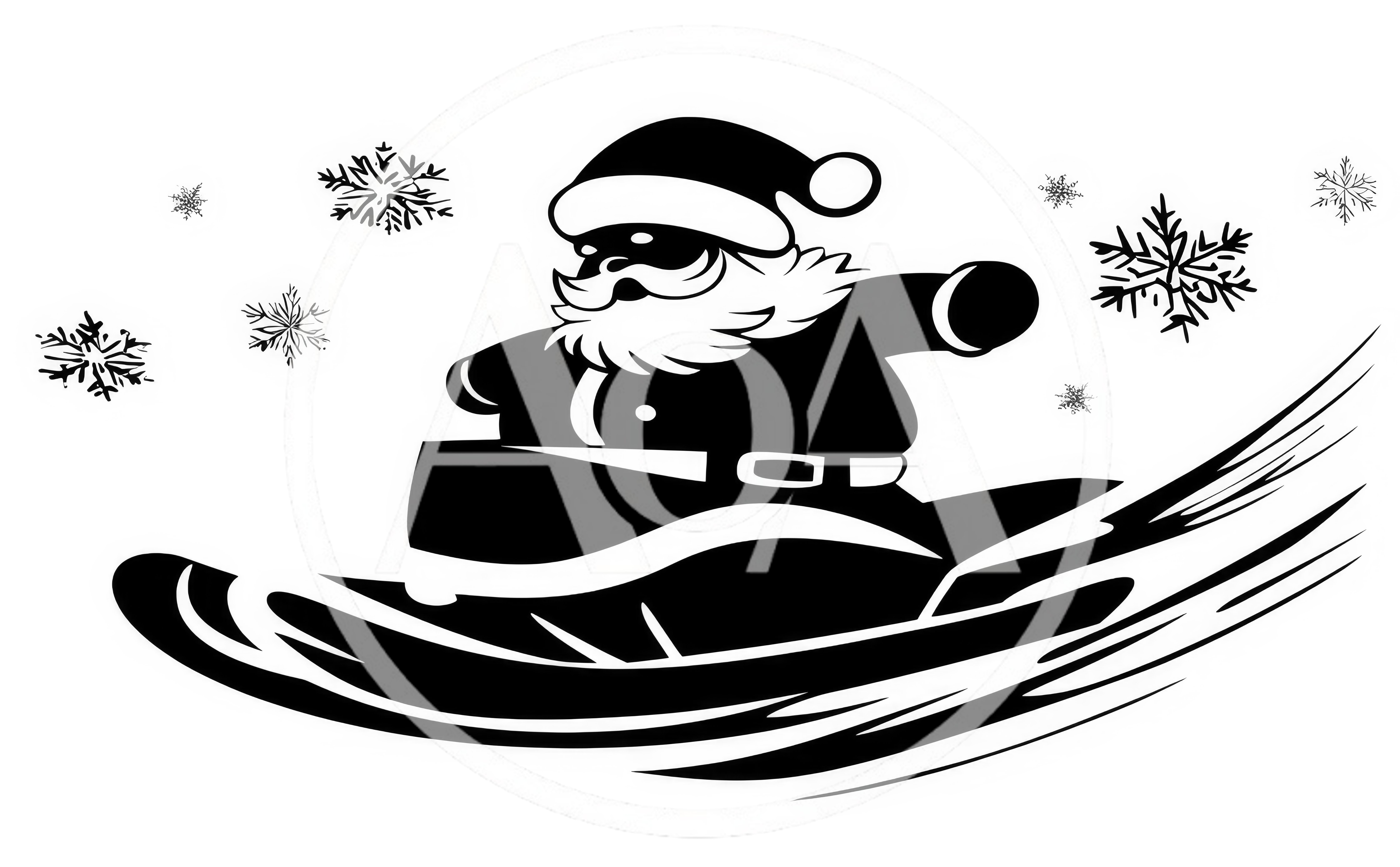 Santa Claus Snowboarding Silhouette Graphic