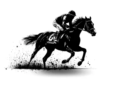 Black and White Silhouette of a Racing Horse