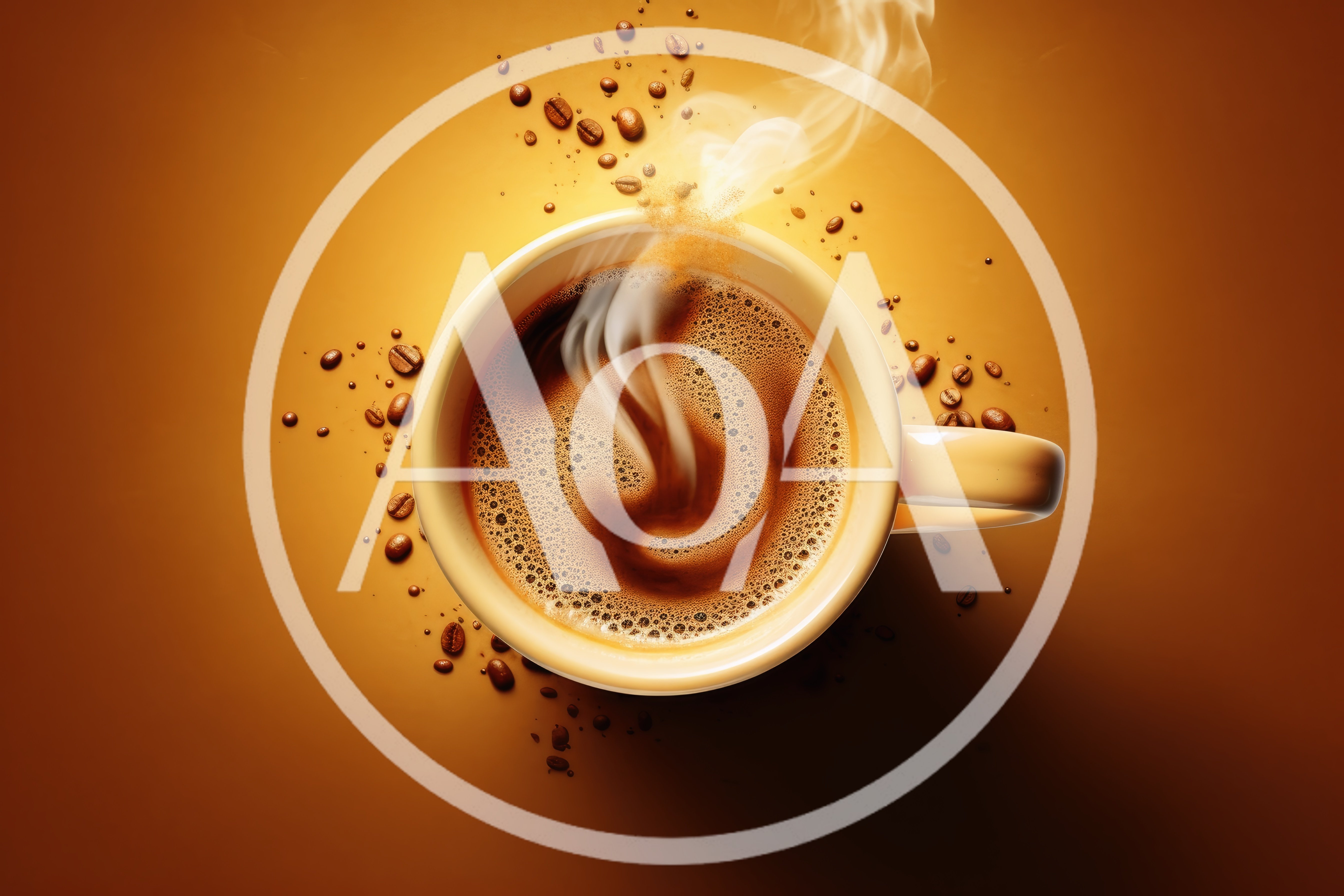 Top View Of A Steaming Cup Of Coffee