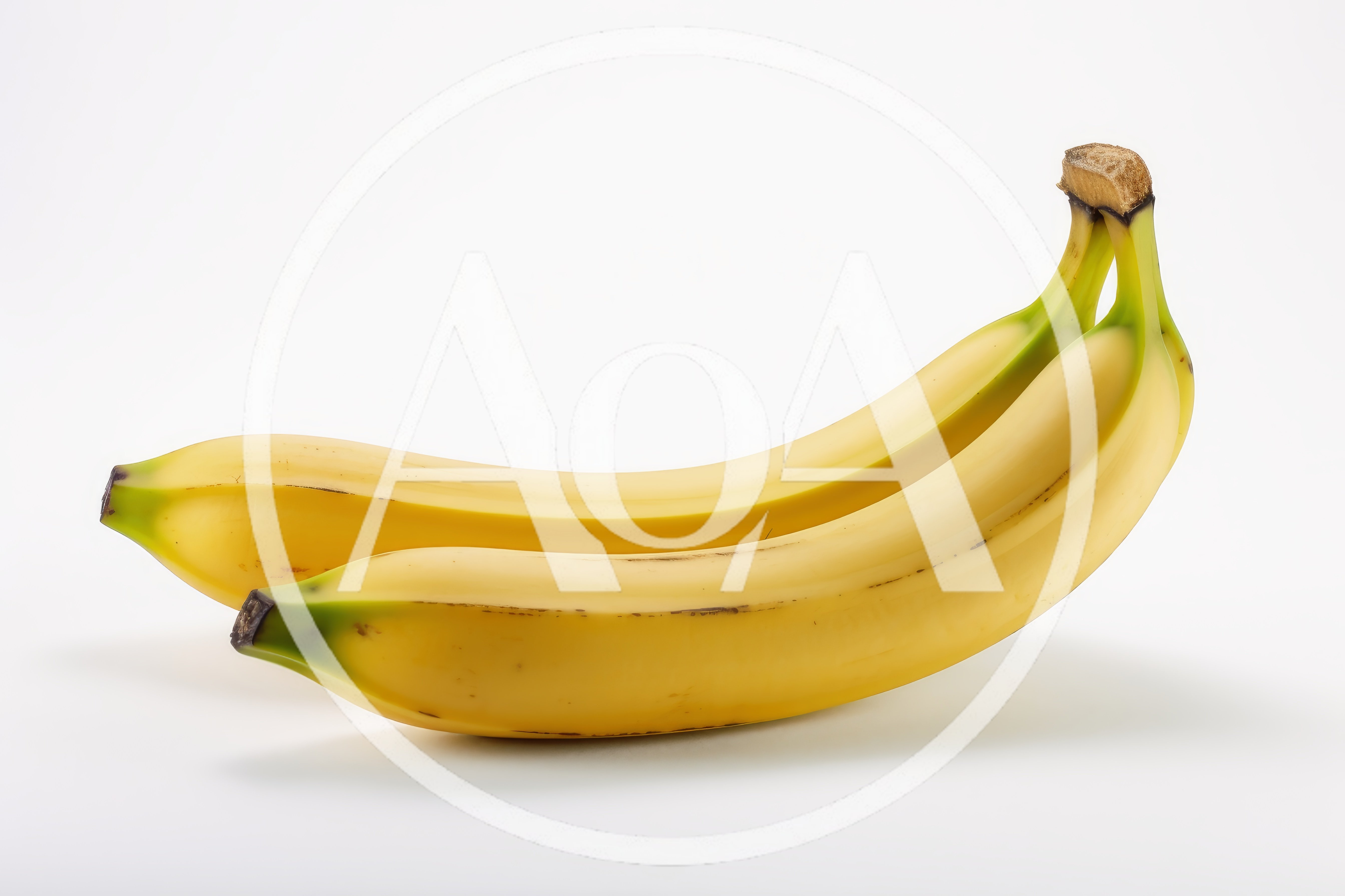 Two Fresh Yellow Bananas on White Background