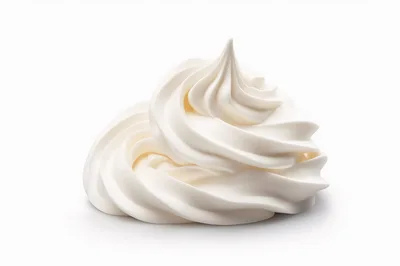 Swirl Of Fresh Whipped Cream On White Background