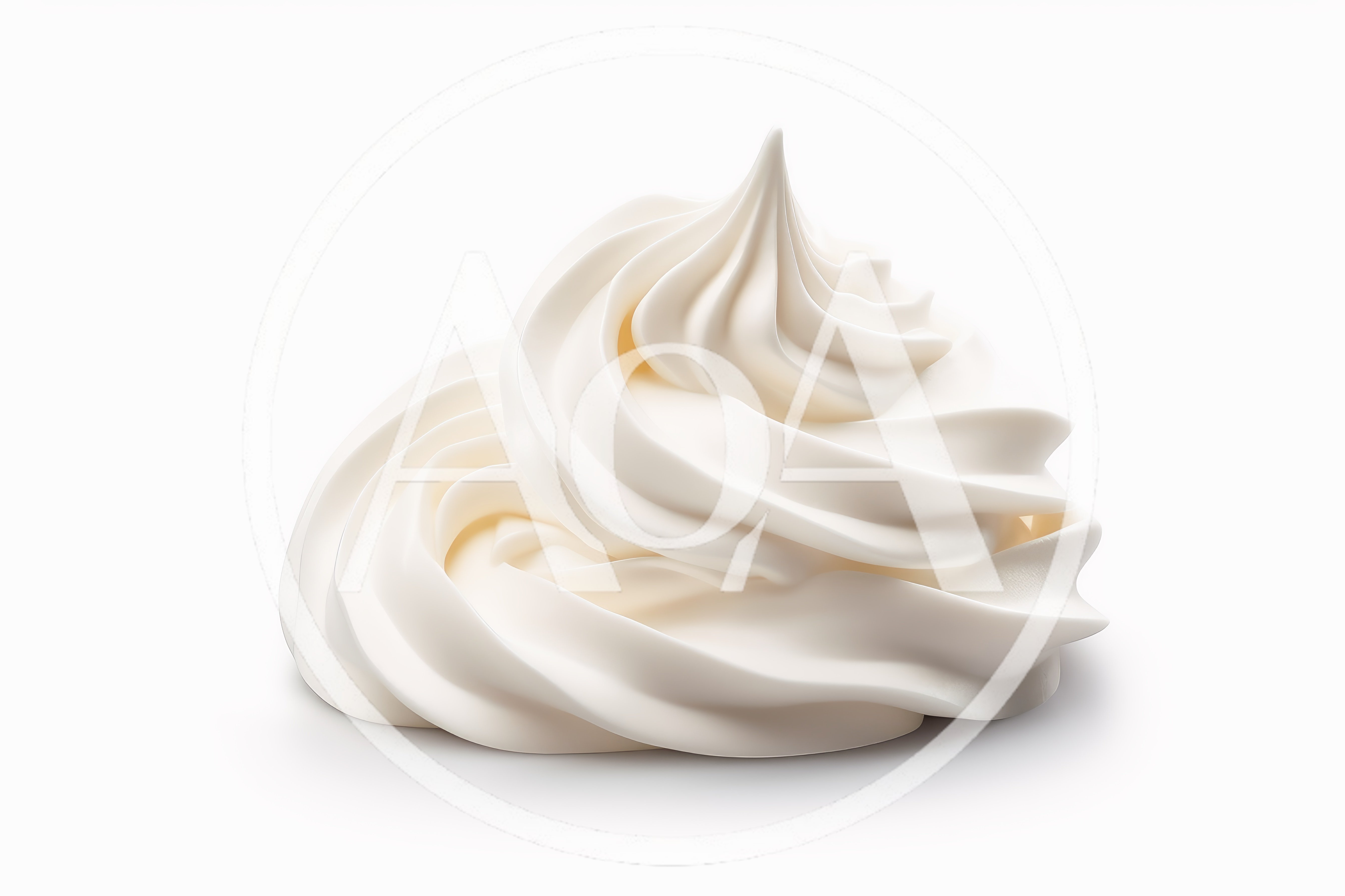 Swirl Of Fresh Whipped Cream On White Background