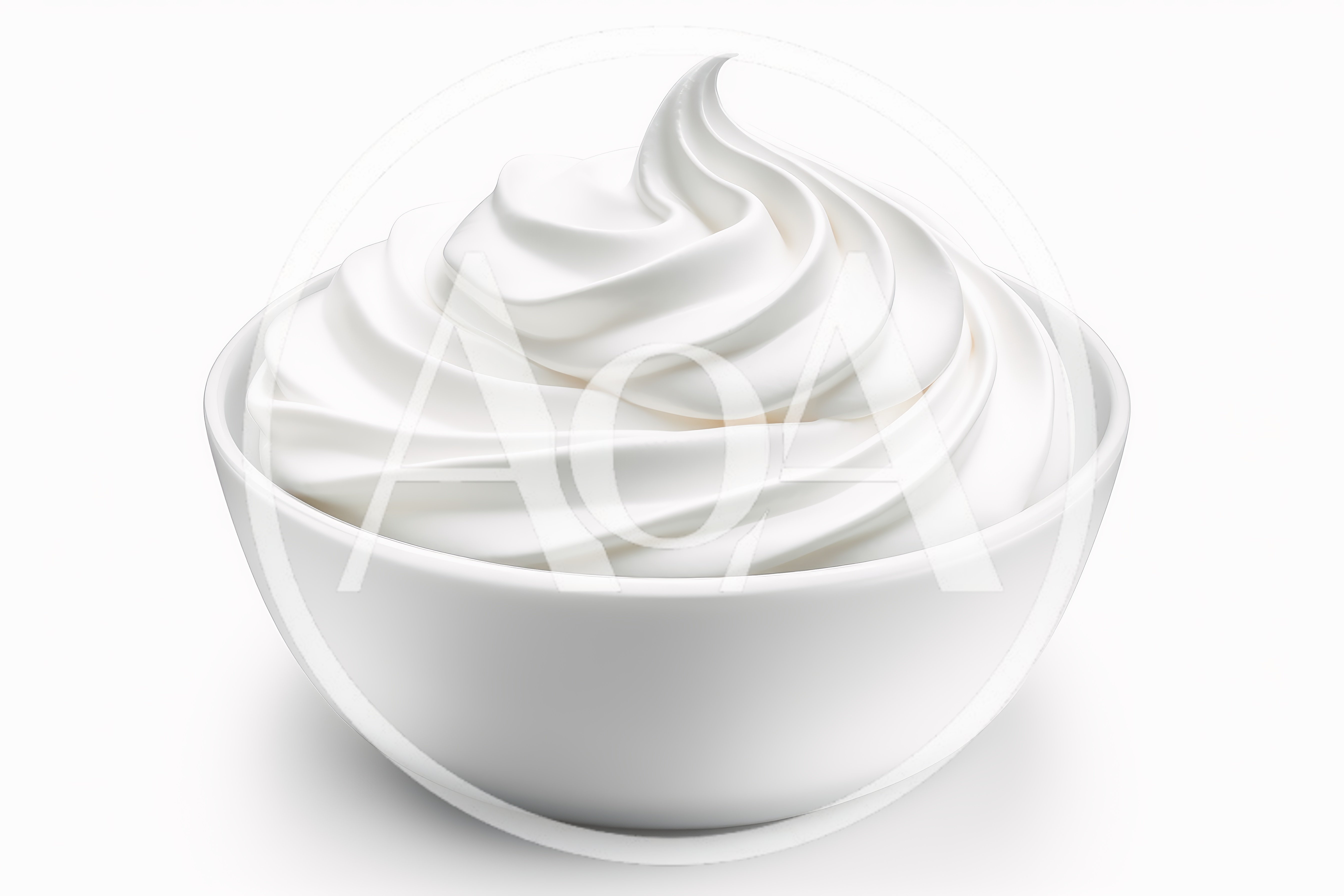 Swirled Whipped Cream In A White Ceramic Bowl